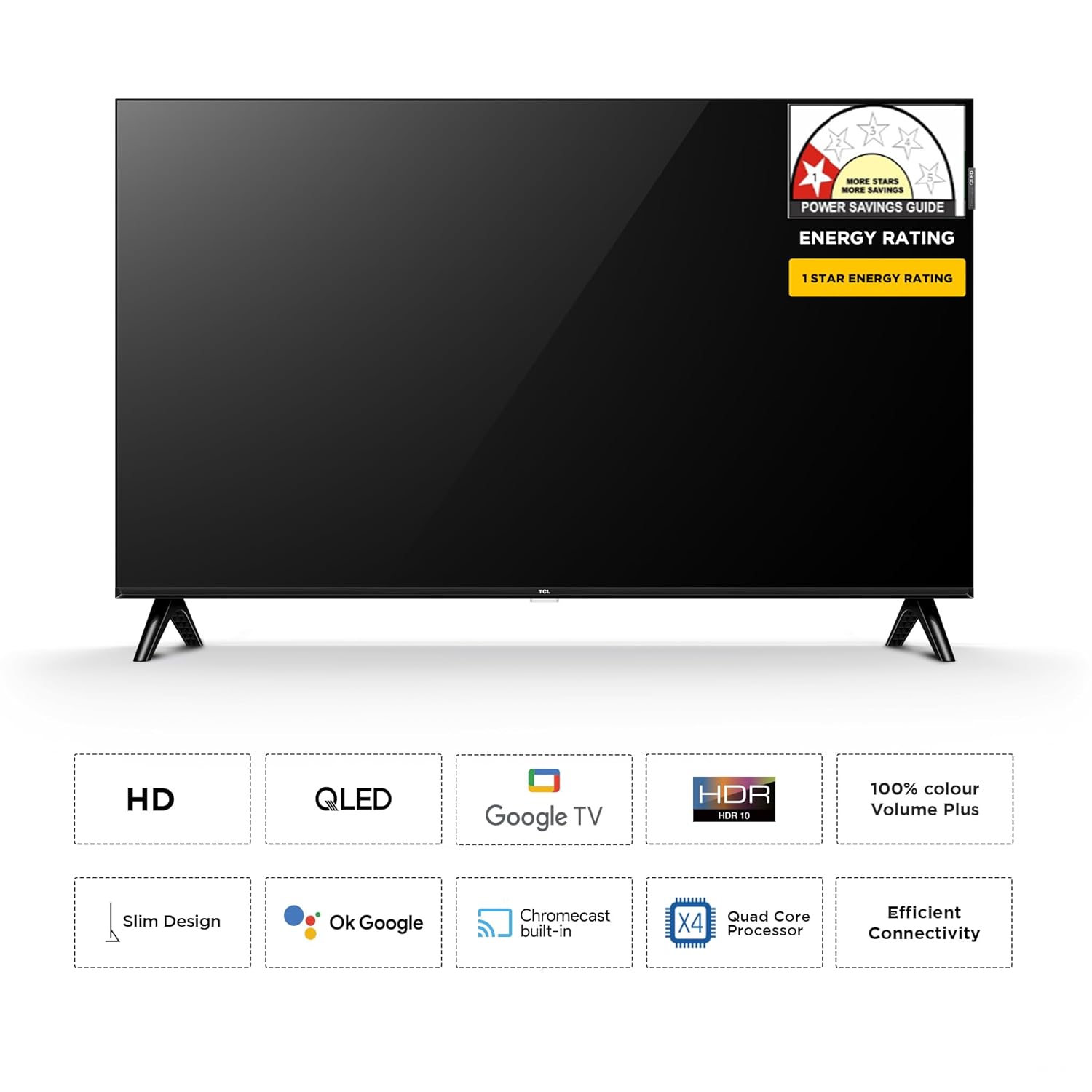 TCL V5C 80 cm (32 inch) QLED Full HD Smart Google TV 2025 Edition with 100% Color Volume Plus | 24W Dolby Audio | Google Assitant | Chromecast built-in | Slim Design  (32V5C)