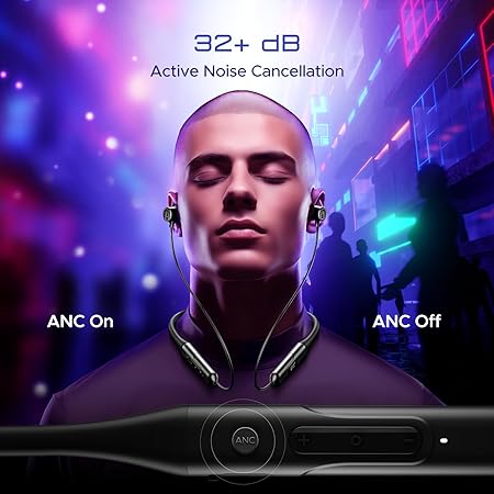 boAt Rockerz 210 ANC w/ 30dB Active Noise Cancellation, AI- ENx Tech & Spatial Audio Bluetooth  (Onyx Black, In the Ear)