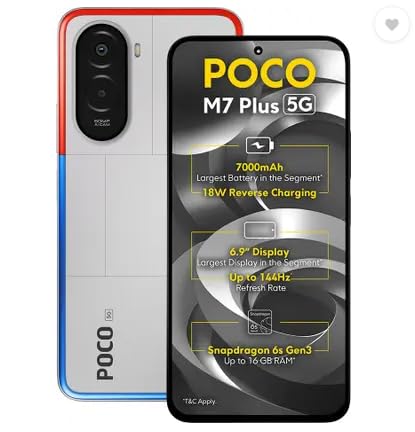 POCO M7 Plus 5G (Chrome Silver, 128 GB)  (6 GB RAM)