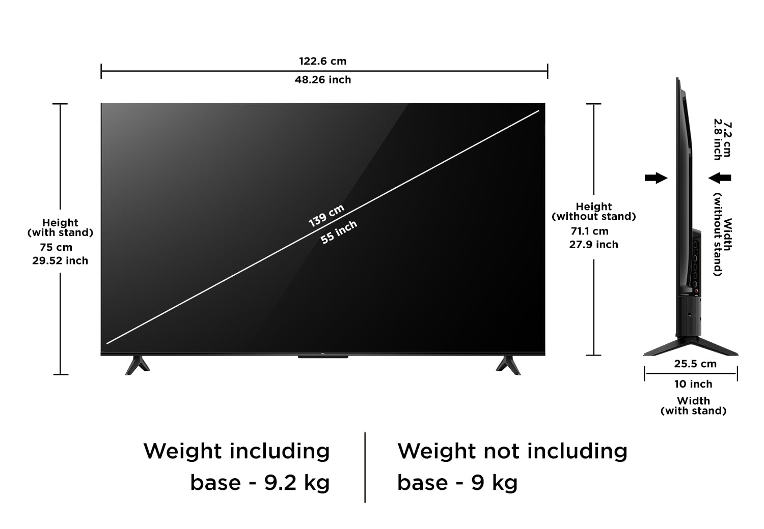 TCL 138 cm (55 inch) Ultra HD (4K) LED Smart Google TV 2025 Edition with MEMC | Dolby Vision-Atmos | HVA Panel & Metallic Bezel-Less  (55V6C)
