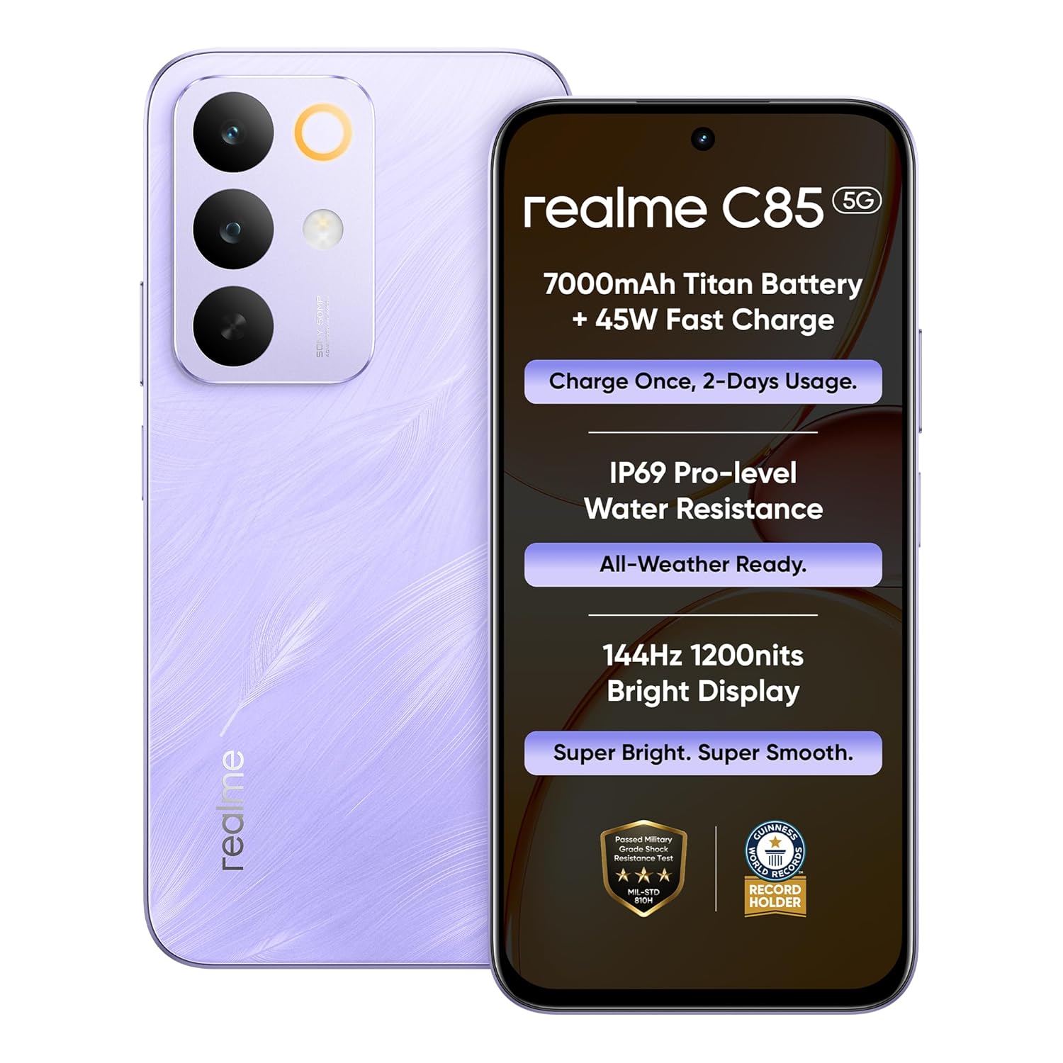 realme C85 5G (Parrot Purple, 128.0 GB) (6 GB RAM)