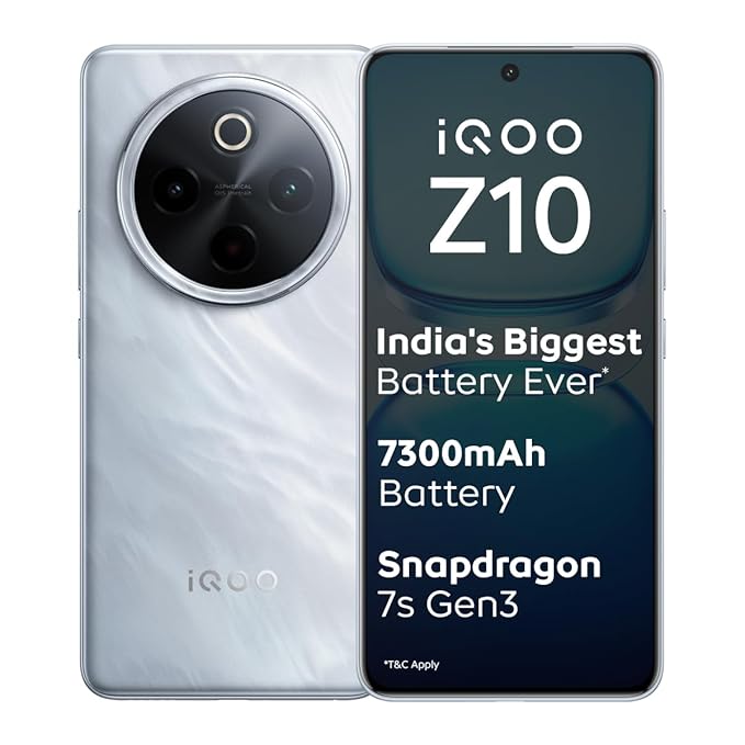 Share IQOO Z10 5G (Glacier Silver / Silver, 256 GB)  (12 GB RAM)