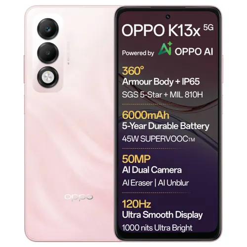 OPPO K12x 5G with 45W SUPERVOOC Charger In-The-Box (Midnight Violet, 128 GB) (6 GB RAM)