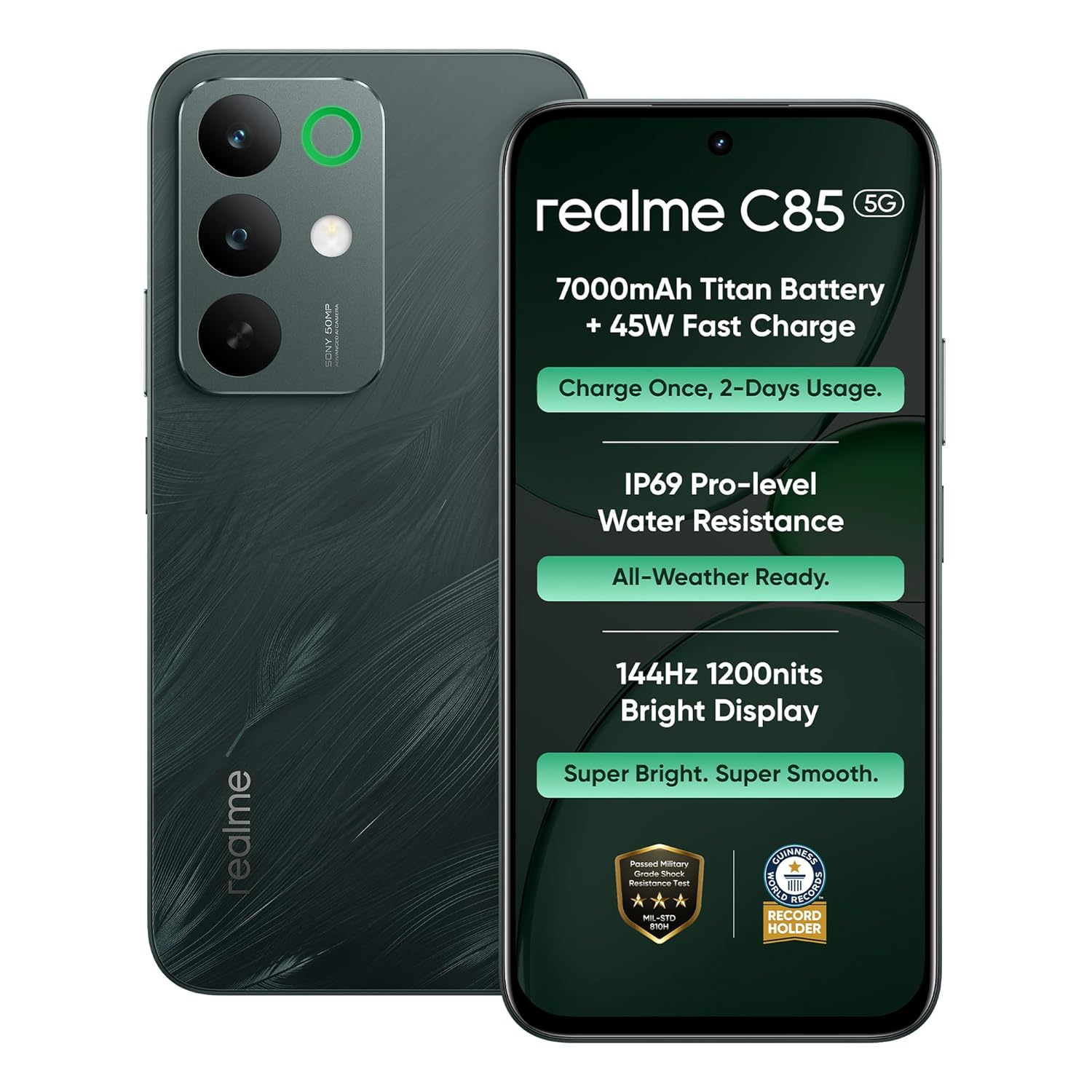 realme C85 5G (Peacock Green, 128.0 GB)  (4 GB RAM)