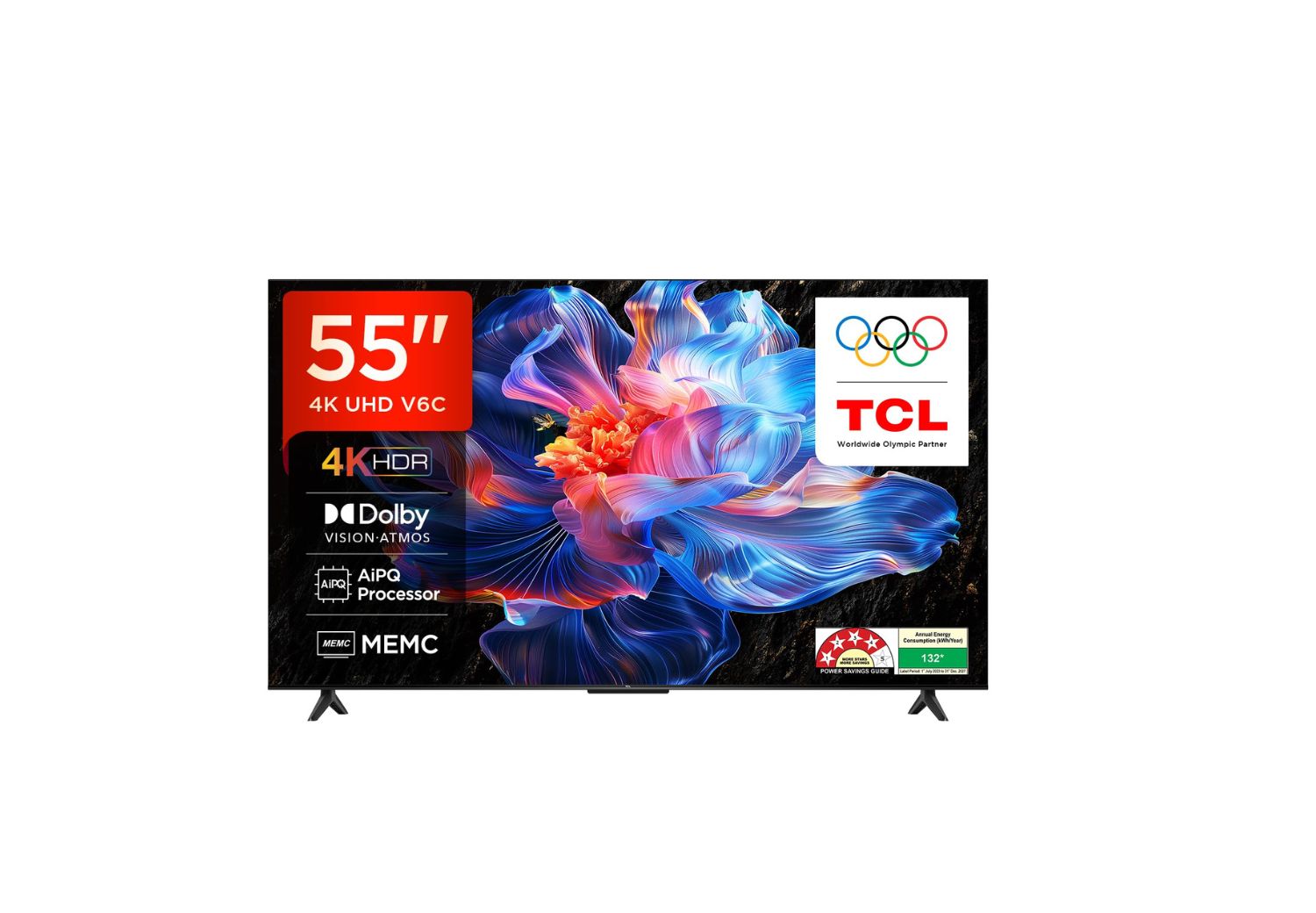 TCL 138 cm (55 inch) Ultra HD (4K) LED Smart Google TV 2025 Edition with MEMC | Dolby Vision-Atmos | HVA Panel & Metallic Bezel-Less (55V6C)