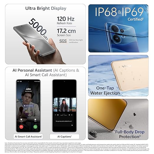 Vivo V60 5G (Mist Gray, 8GB RAM, 256GB Storage)