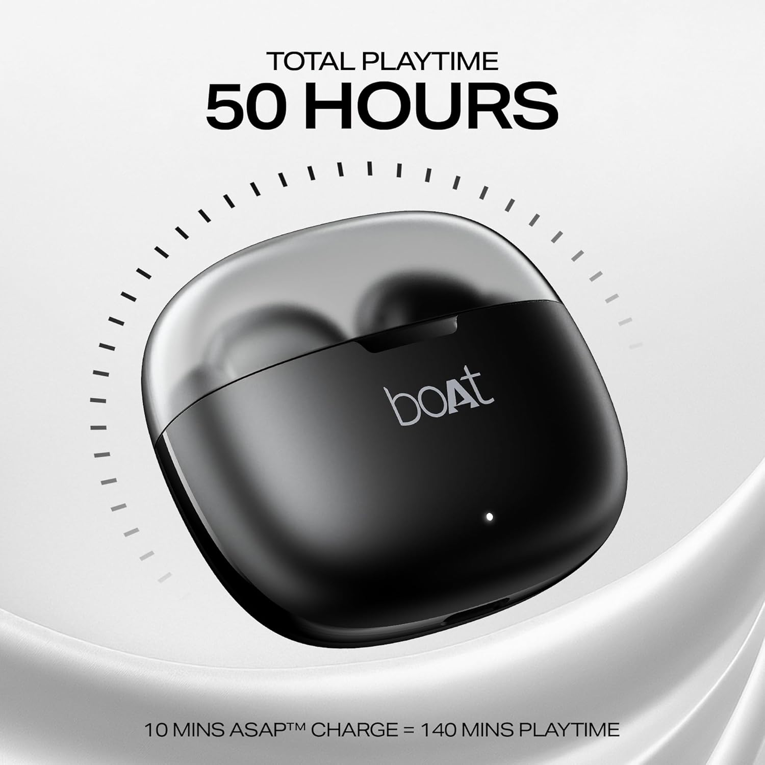 boAt Airdopes 212,Translucent Lid, 50H Battery,ENx Tech, Stream Ad Free Music via App Bluetooth  (Noir Black, In the Ear)