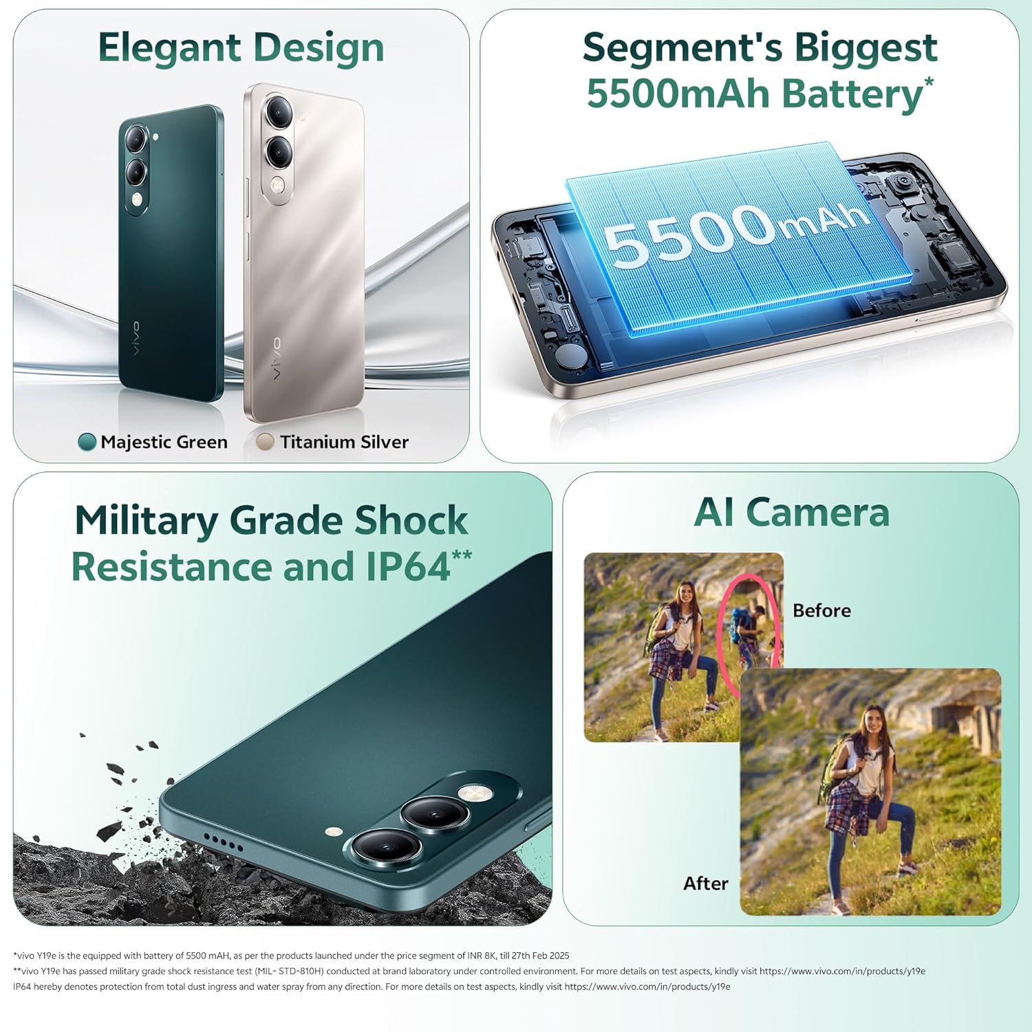 vivo Y19e (Titanium Silver, 64 GB)  (4 GB RAM)