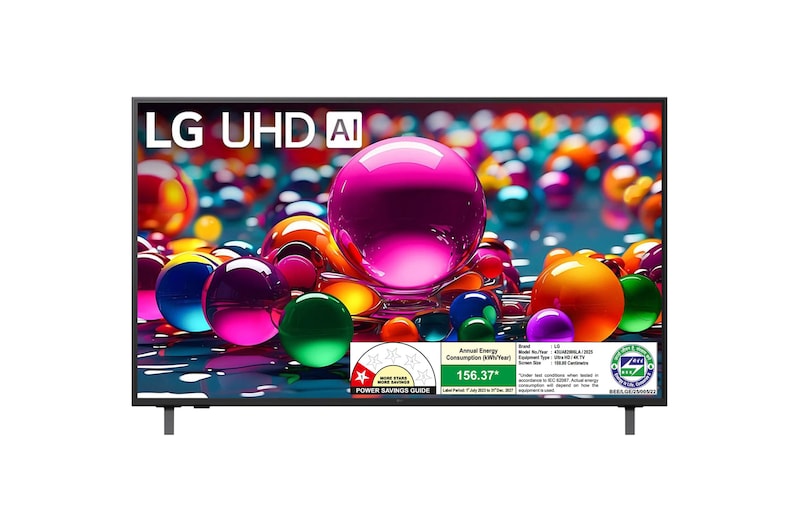 LG AI TV UR7500 108 cm (43 inch) Ultra HD (4K) LED Smart WebOS TV 2025 Edition with Alpha5 AI Processor 4K Gen6 | 100+ Free LG Channels | 4K Upscaling | AI Brightness Control