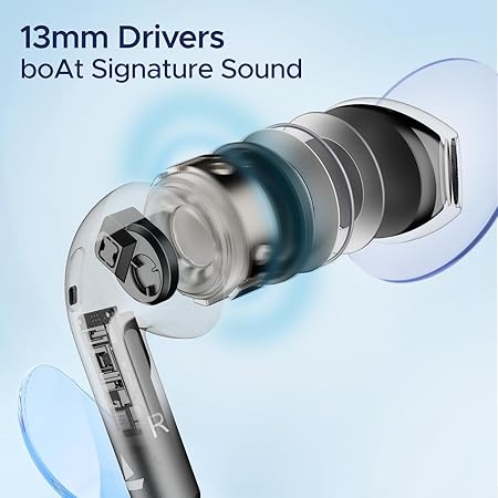 Boat Airdopes Joy, 35Hrs Battery, Fast Charge, IWP Tech, Low Latency, 2Mic ENx, Type-C Port, v5.3 Bluetooth Earbuds, TWS Ear Buds Wireless Earphones with mic(Jet Black)