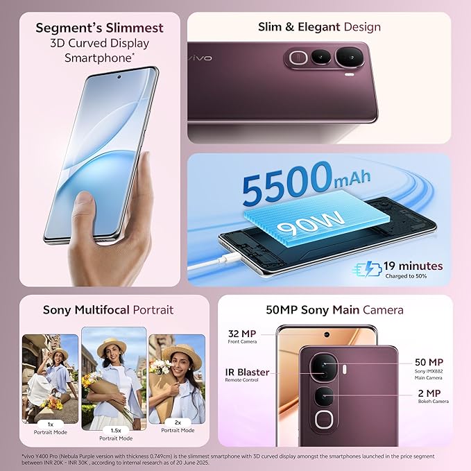 vivo Y400 Pro 5G (Nebula Purple, 128 GB)  (8 GB RAM)