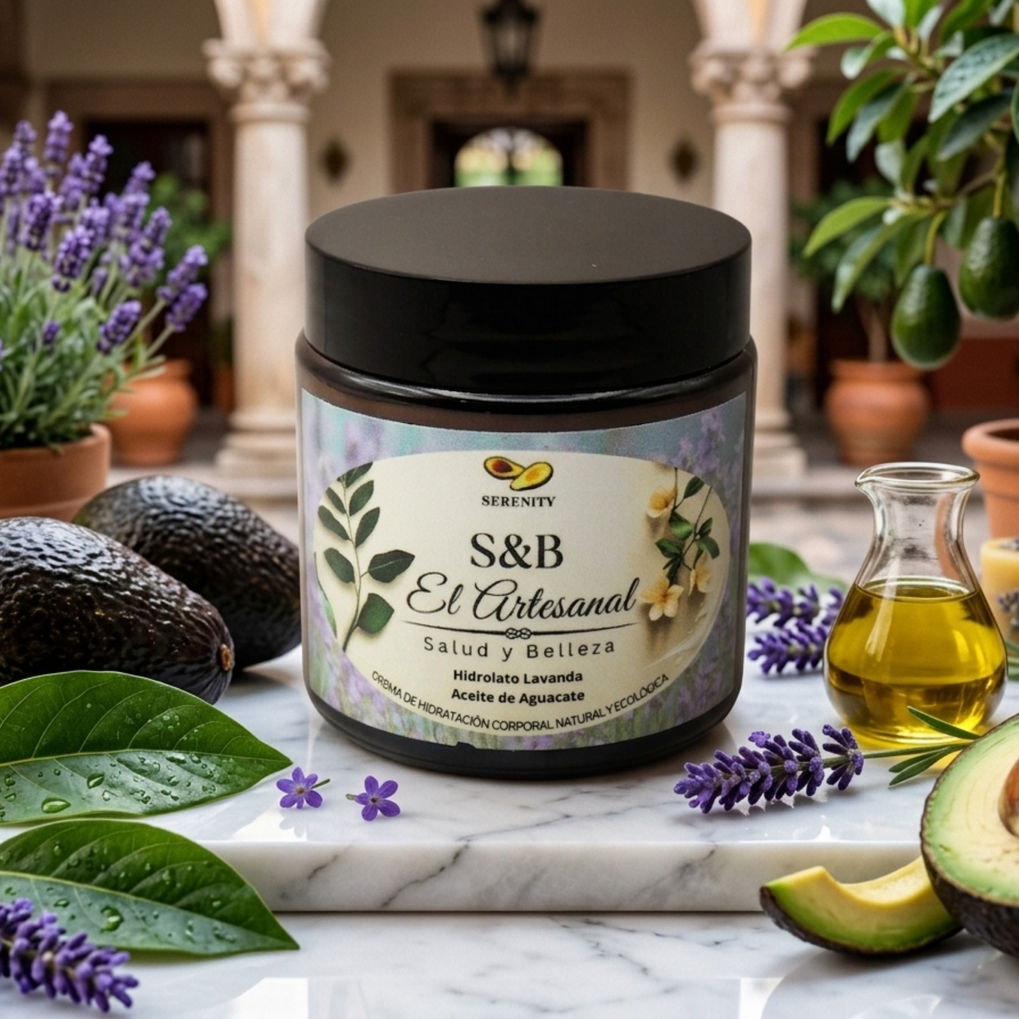 SERENITY - Crema de hidratación Facial y Corporal con Hidrolato Lavanda y Aceite de Aguacate