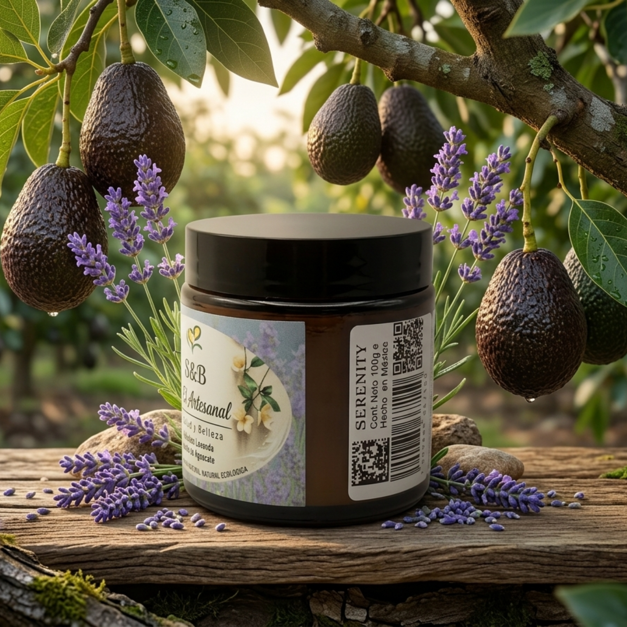 SERENITY - Crema de hidratación Facial y Corporal con Hidrolato Lavanda y Aceite de Aguacate