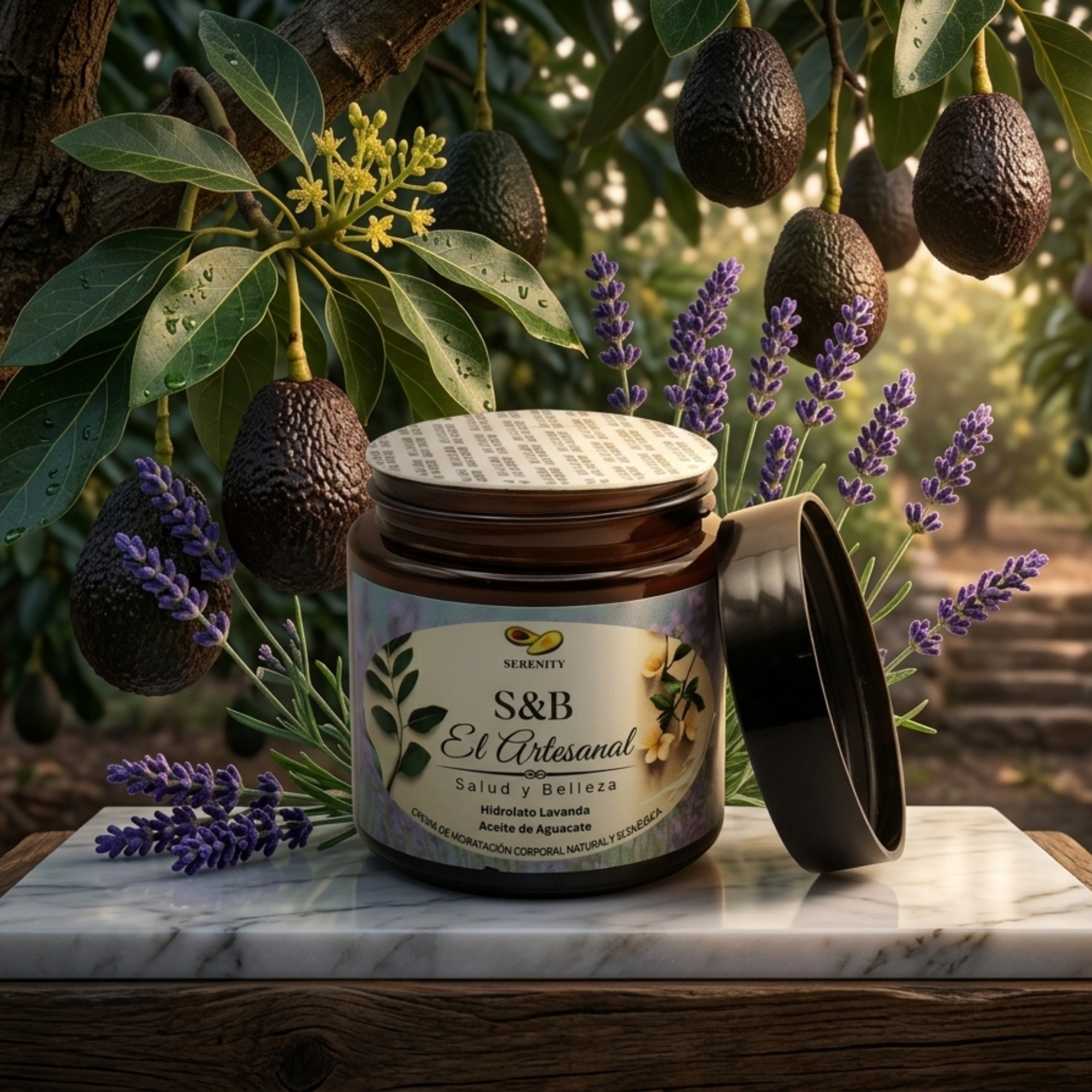 SERENITY - Crema de hidratación Facial y Corporal con Hidrolato Lavanda y Aceite de Aguacate
