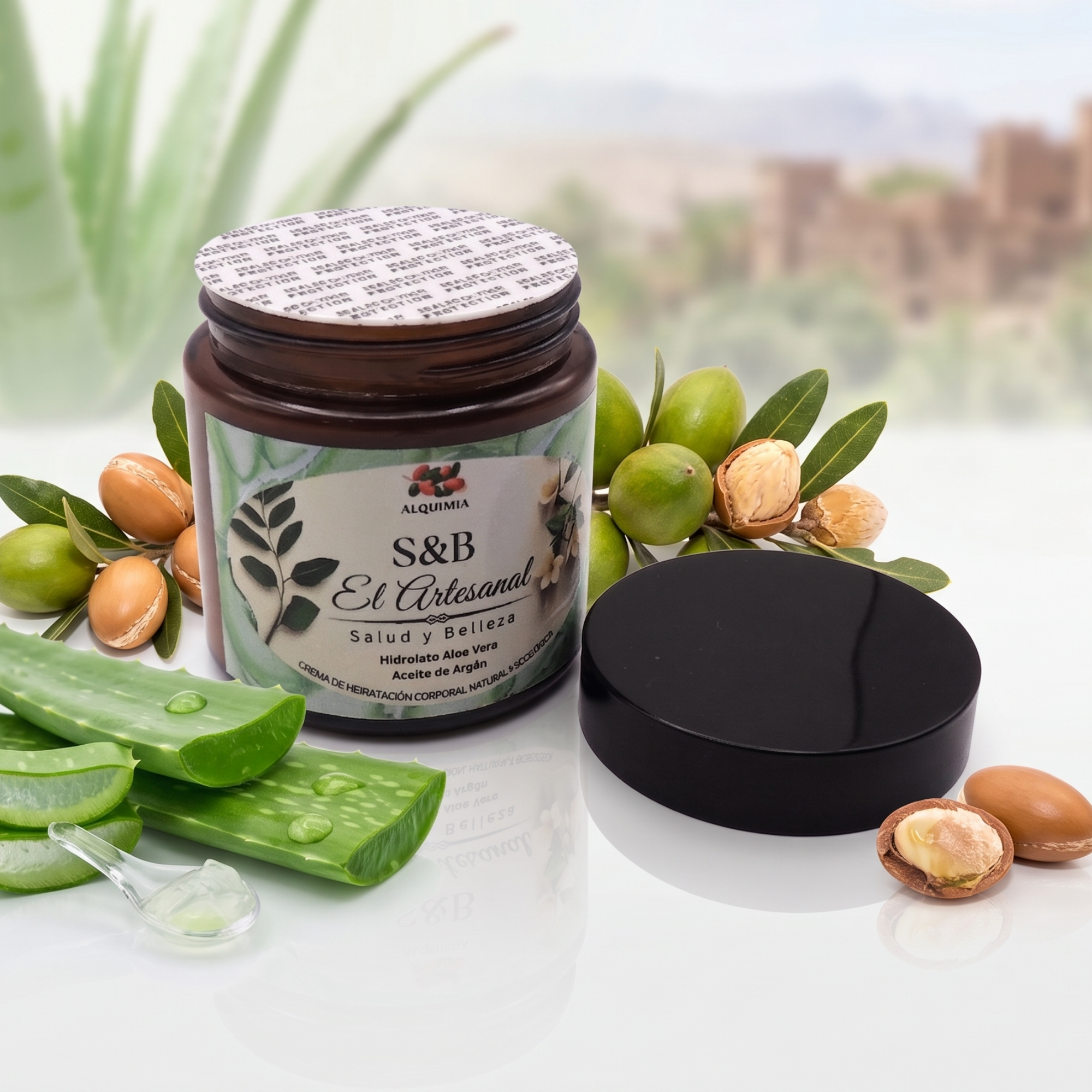 ALQUIMIA - Crema de hidratación Facial con Hidrolato Aloe Vera y Aceite de Argán