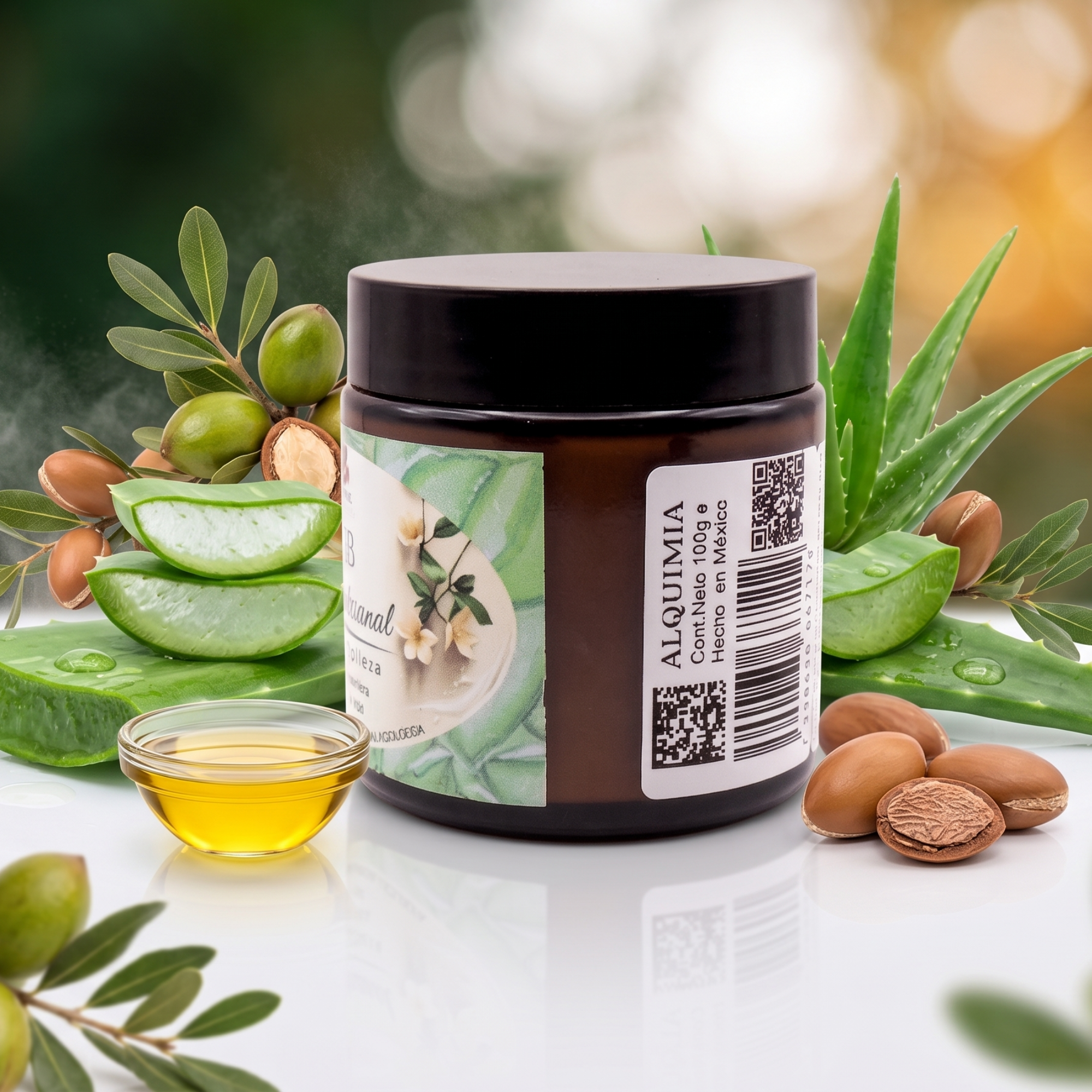 ALQUIMIA - Crema de hidratación Facial con Hidrolato Aloe Vera y Aceite de Argán
