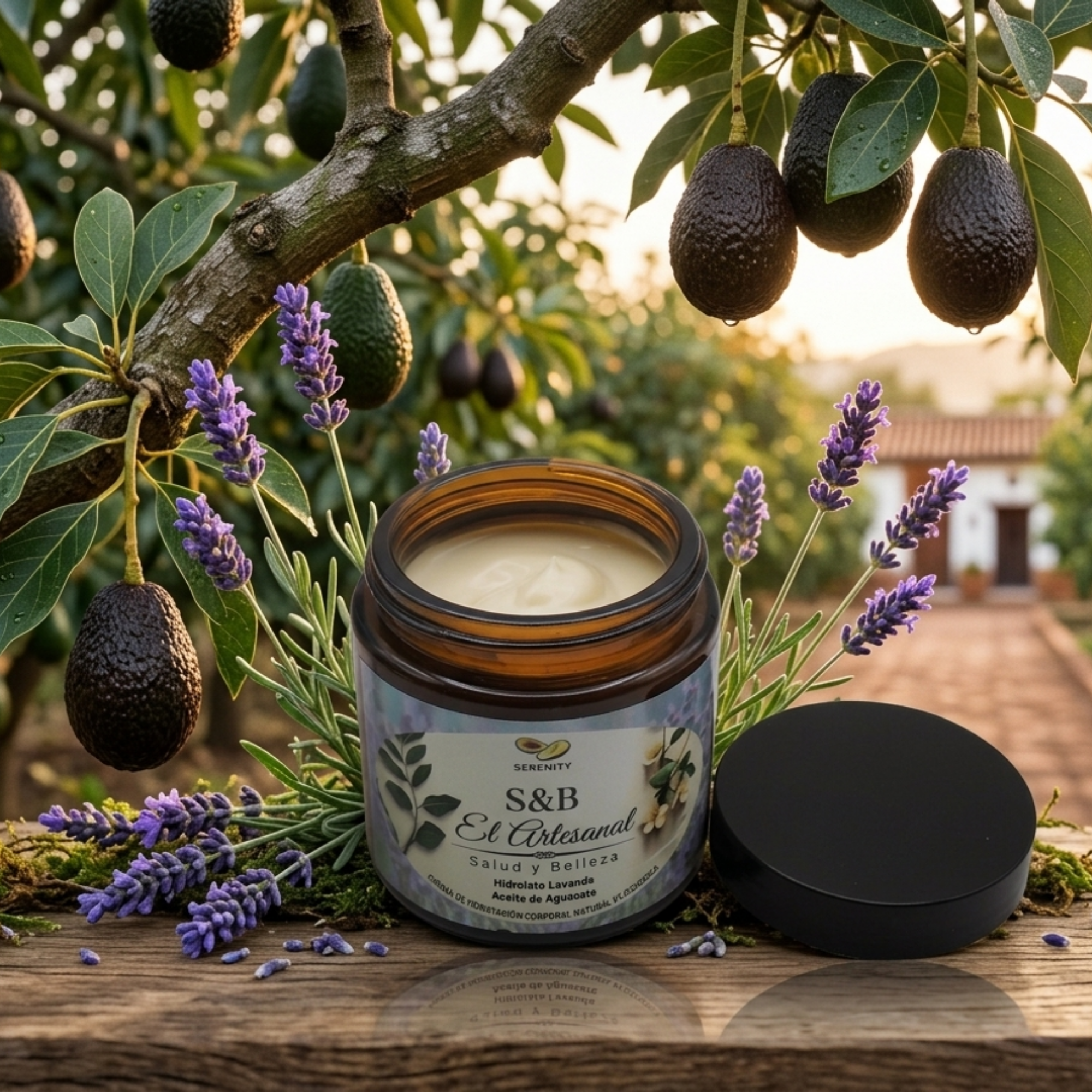 SERENITY - Crema de hidratación Facial y Corporal con Hidrolato Lavanda y Aceite de Aguacate