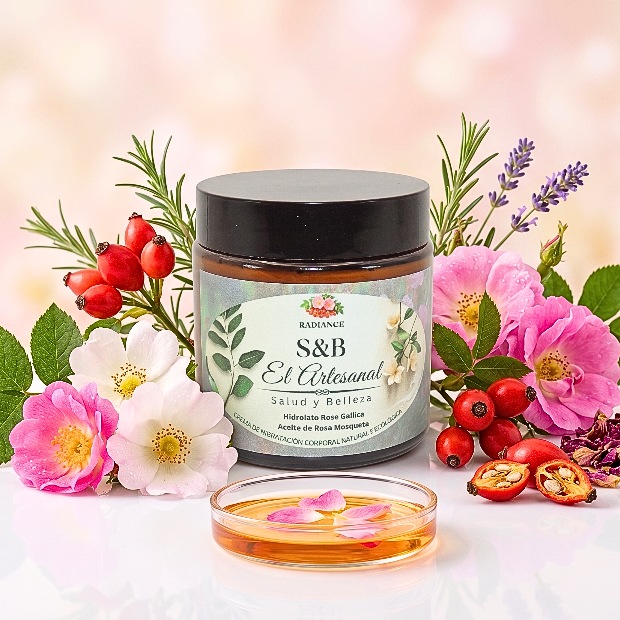 RADIANCE - Crema de Hidratación Facial con Hidrolato Rosa Gallica y Aceite de Rosa Mosqueta