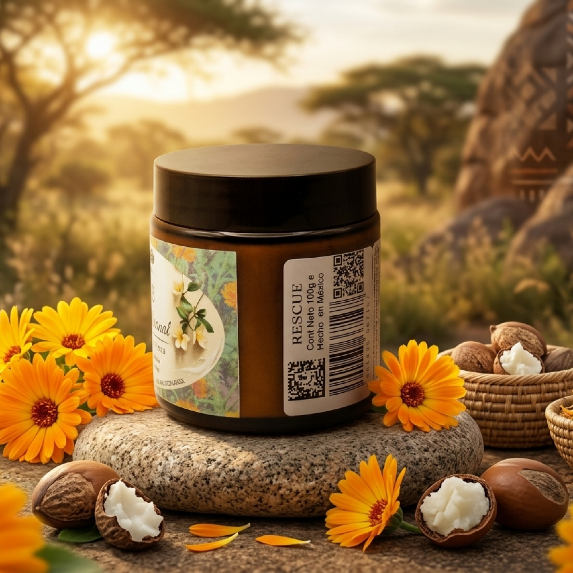 RESCUE - Crema de hidratación Facial y Corporal con Hidrolato Caléndula y Manteca de Karité