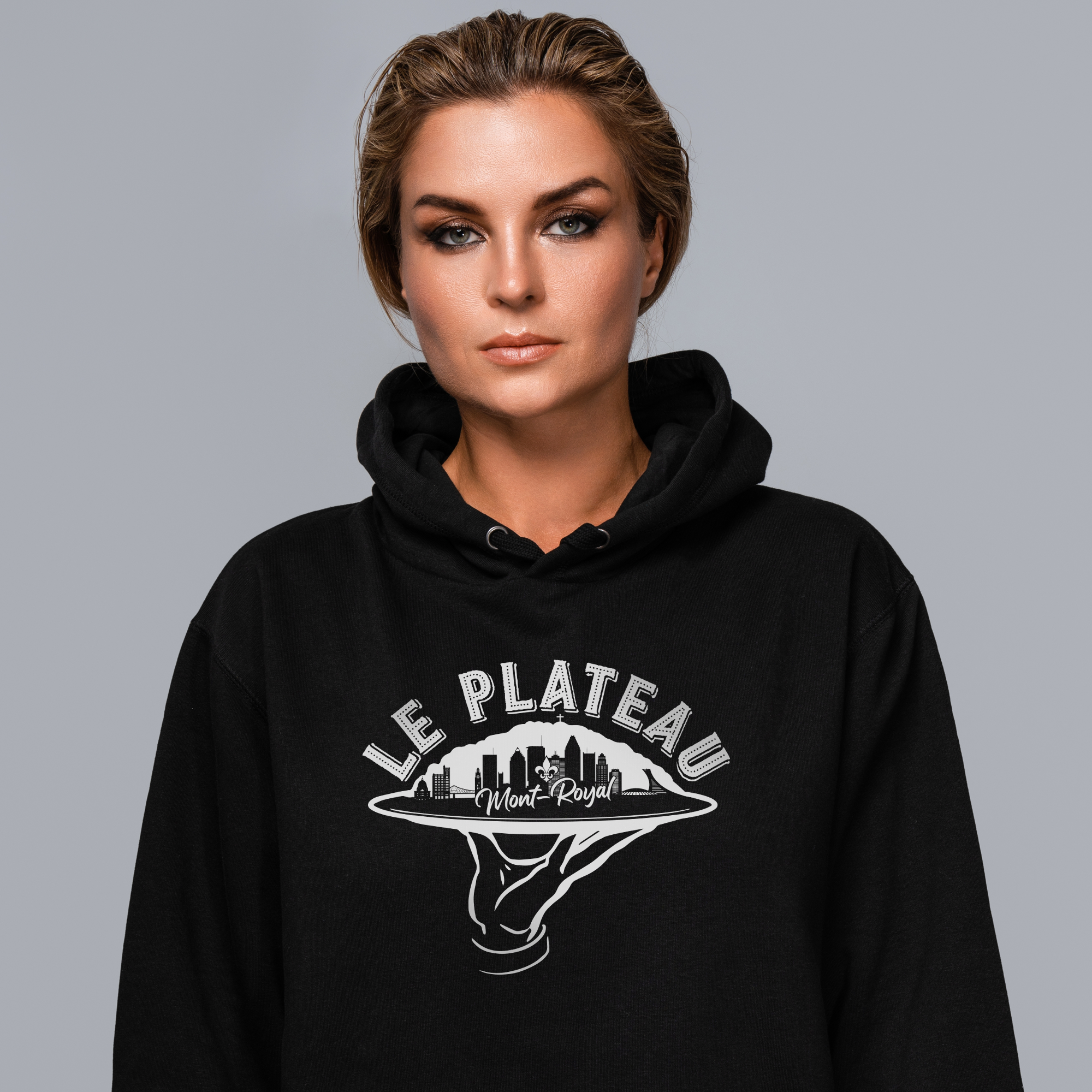 Chandail à capuchon en coton molletonné "Le plateau Mont-Royal"