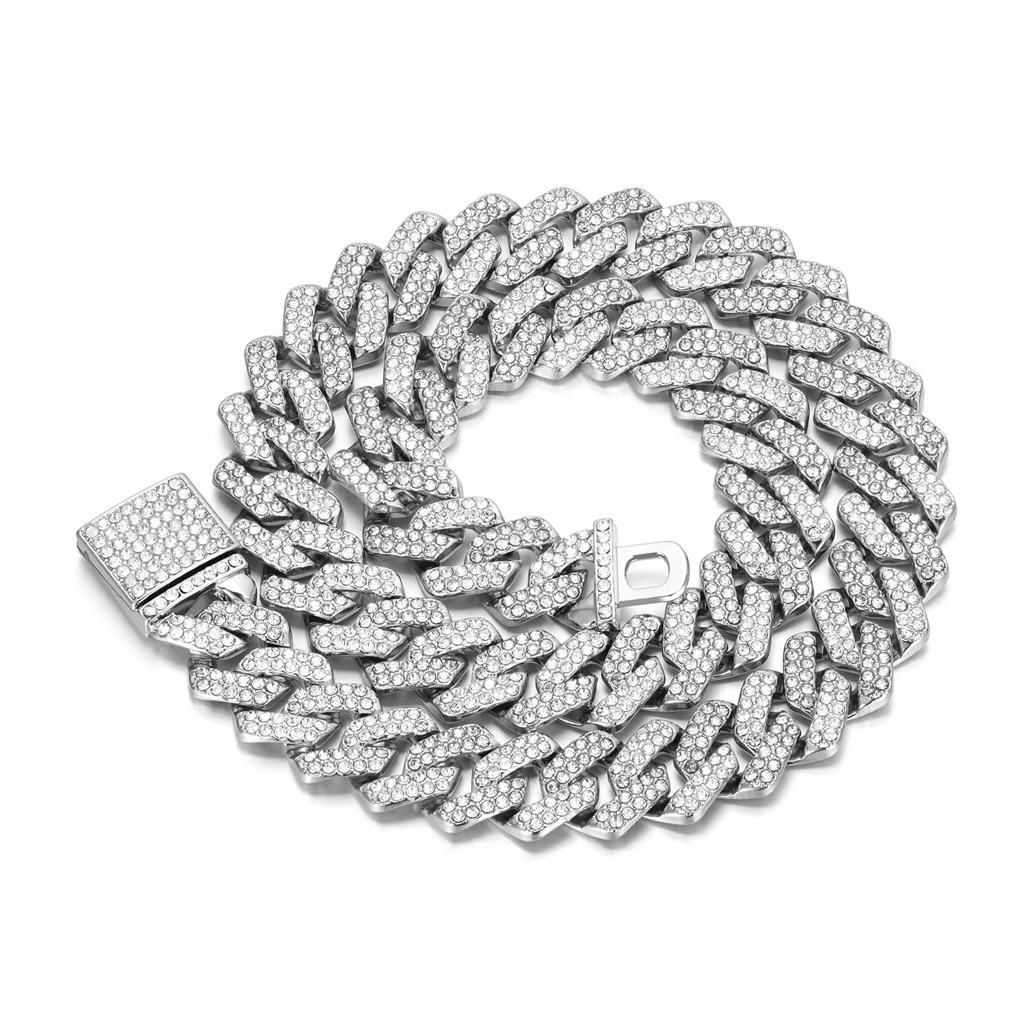 14/15mm Hip Hop Iced Out Miami Cuban Link Chain Choker 