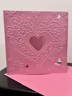 Carte Coeur brodé rose pastel