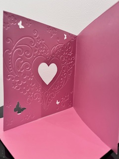 Carte Coeur brodé rose pastel