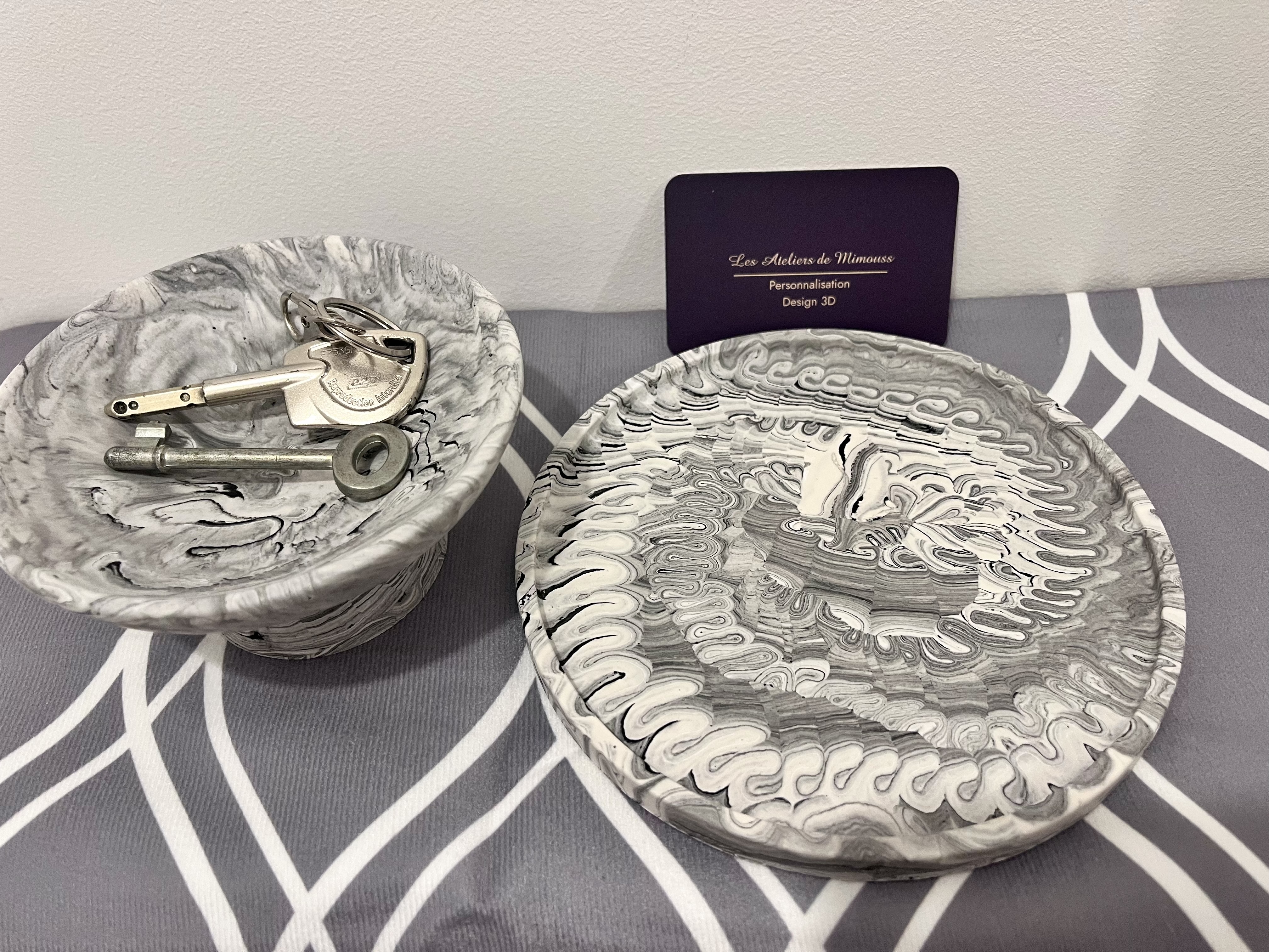 Set 2 pièces Jesmonite Décoration B&W