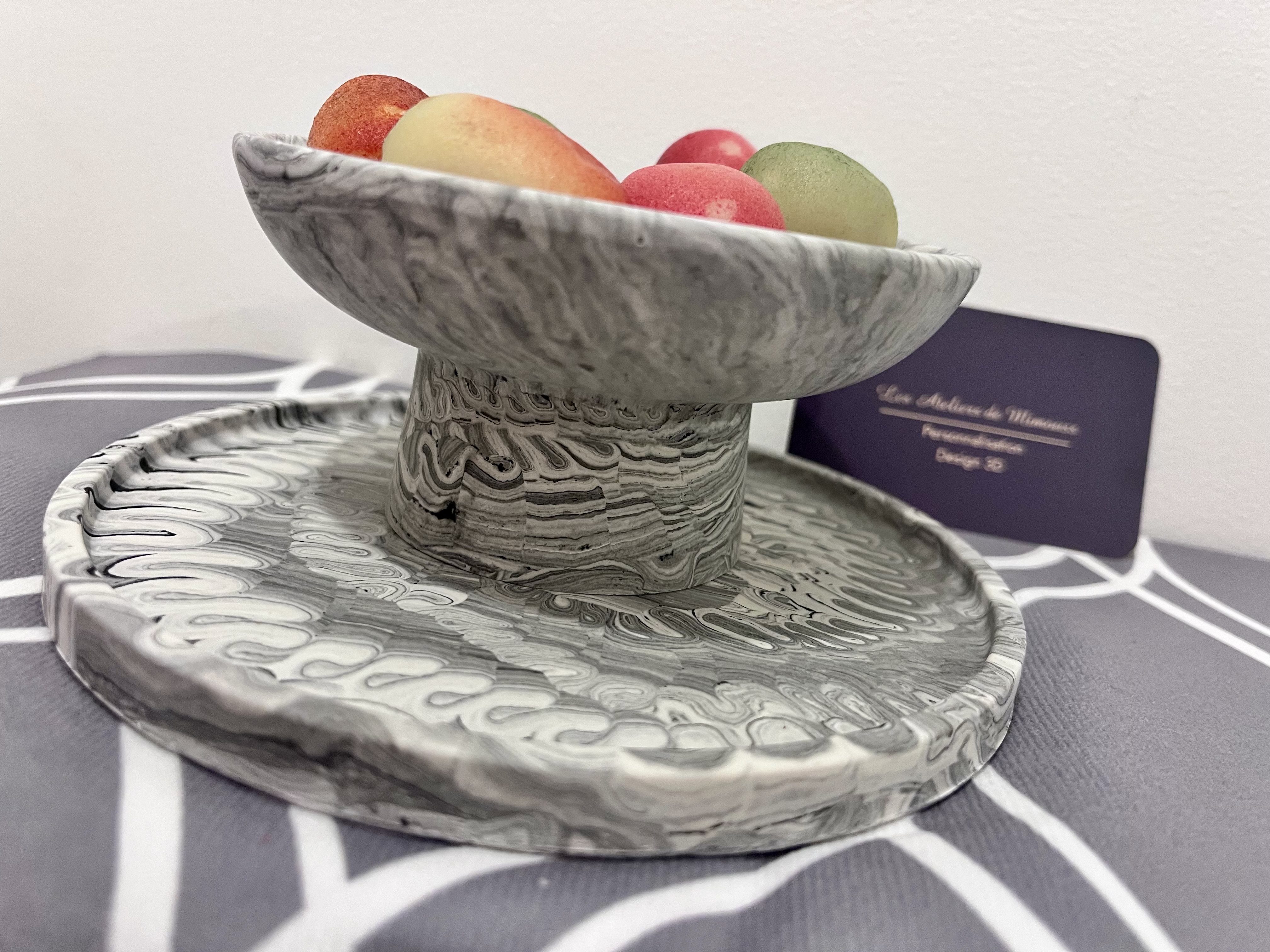 Set 2 pièces Jesmonite Décoration B&W