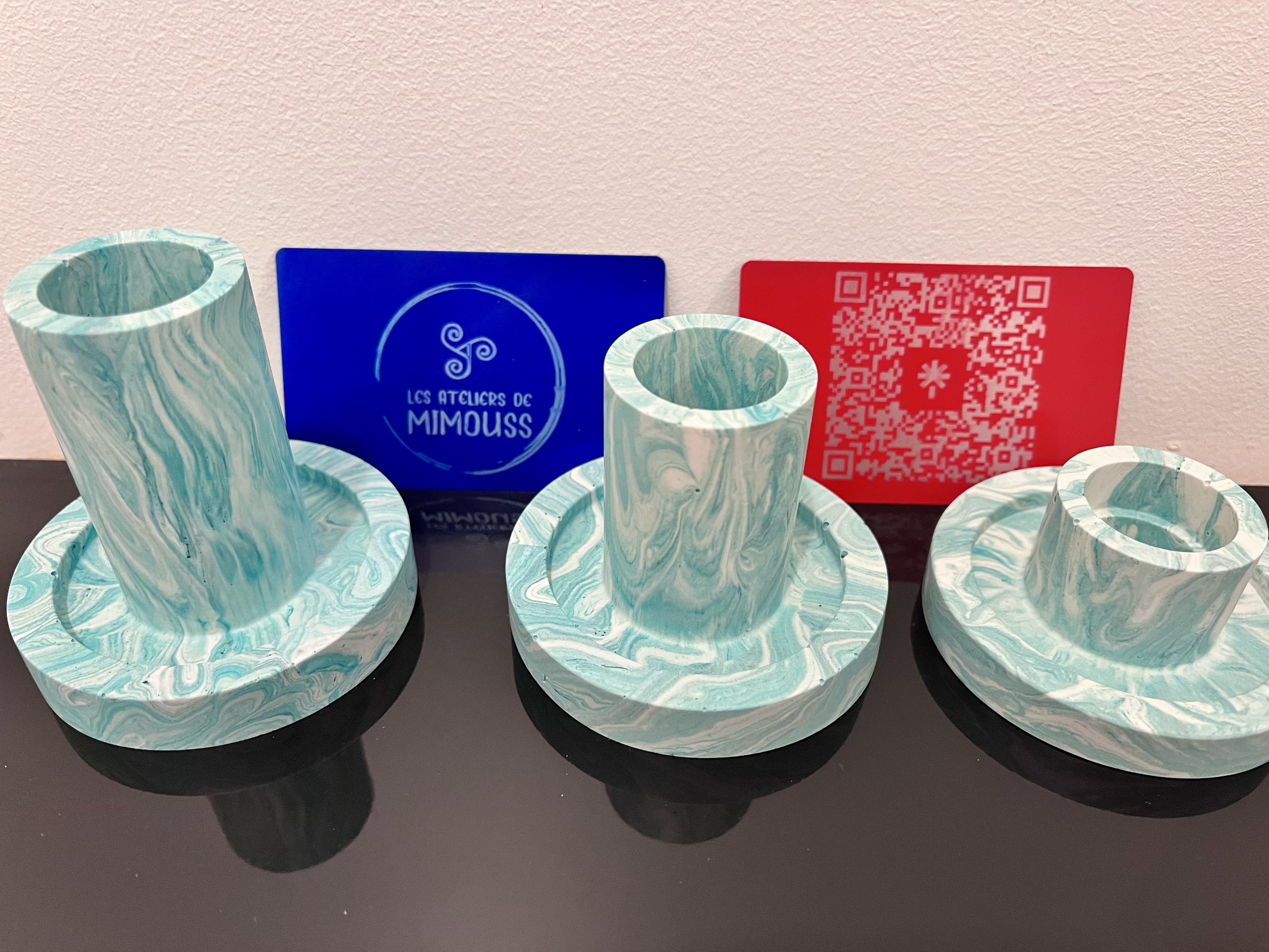 Set 3 bougeoirs Jesmonite Amazonite