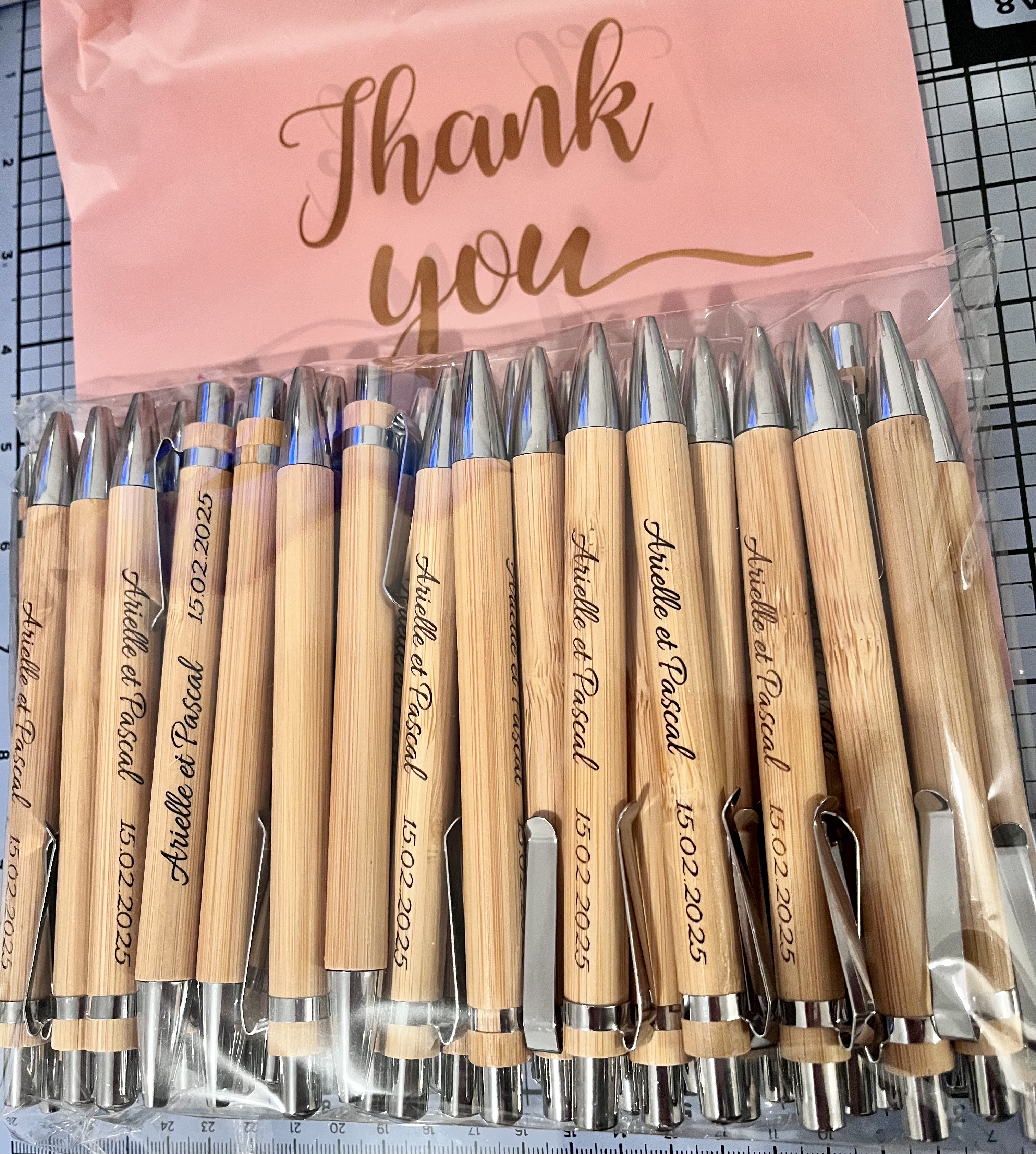 Stylos en bambou personnalisé - Lot de 50