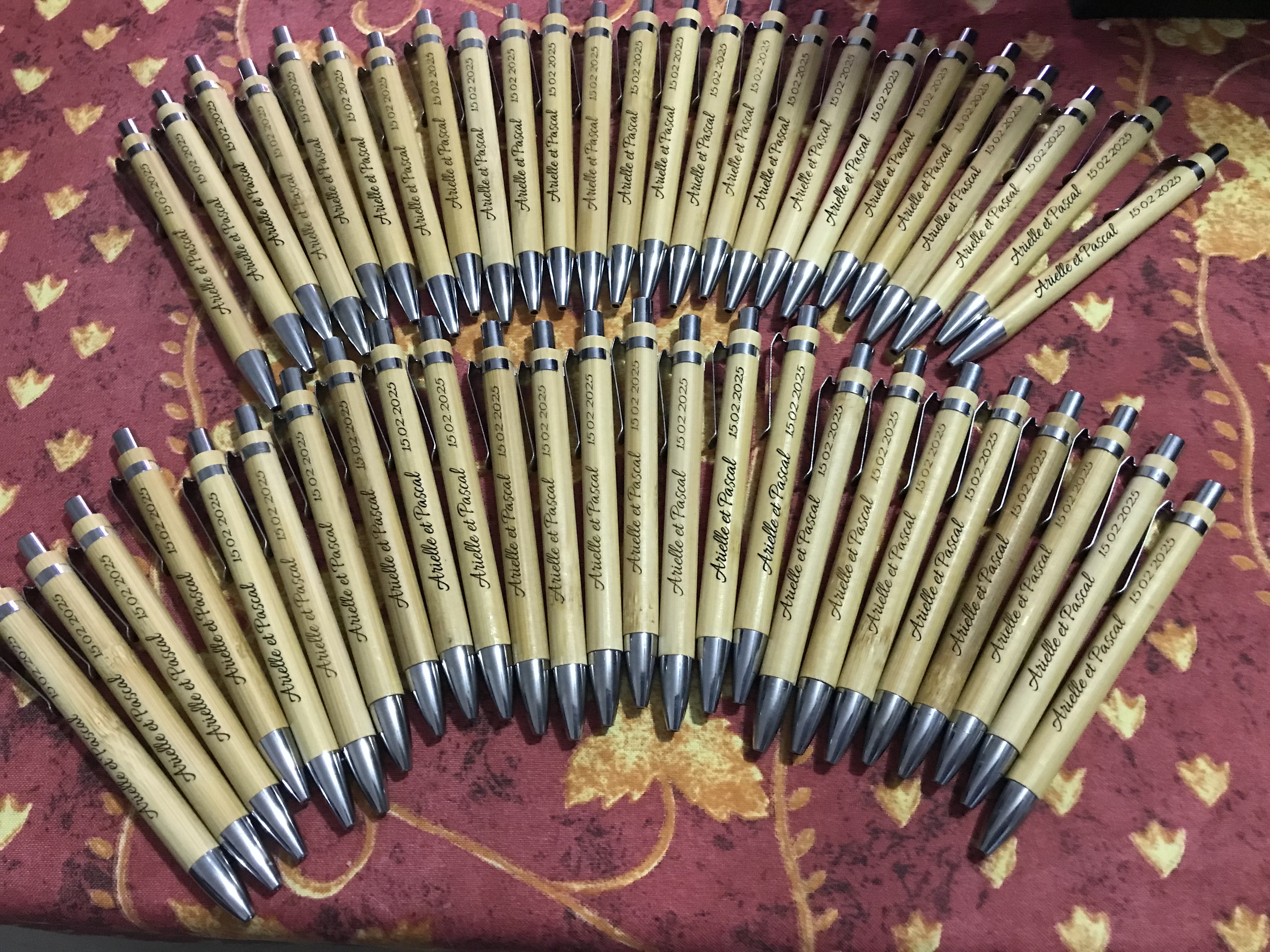 Stylos en bambou personnalisé - Lot de 50