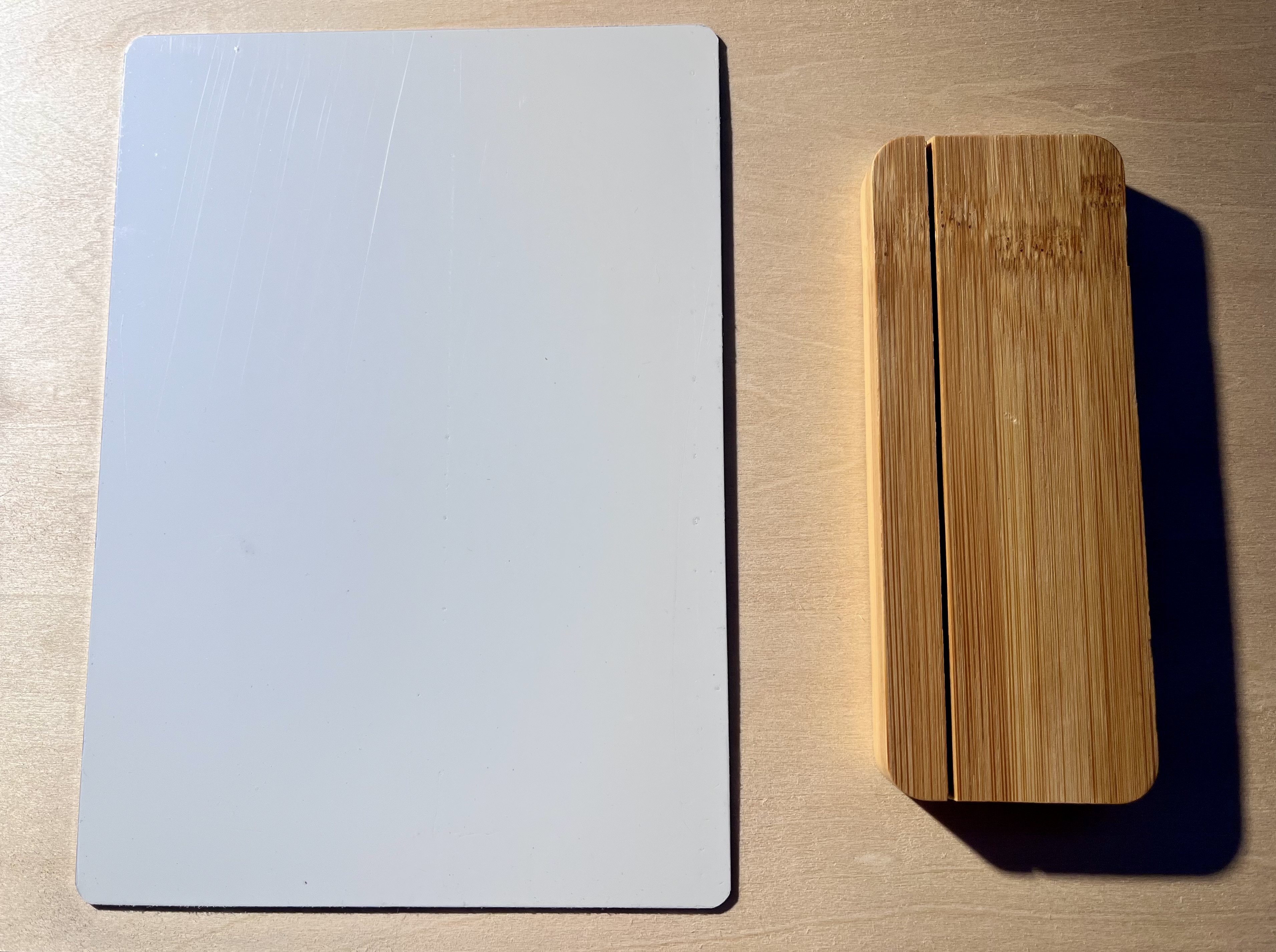 Plaque photo métal avec support en bois