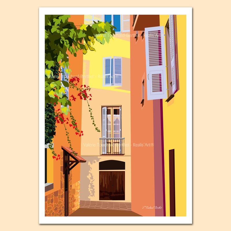 Affiche d'Art Ruelle Ocre 30x40cm