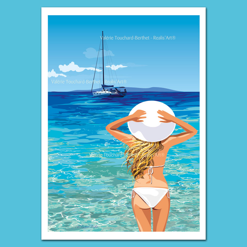 Affiche d'Art Fille en Bikini 30x40cm