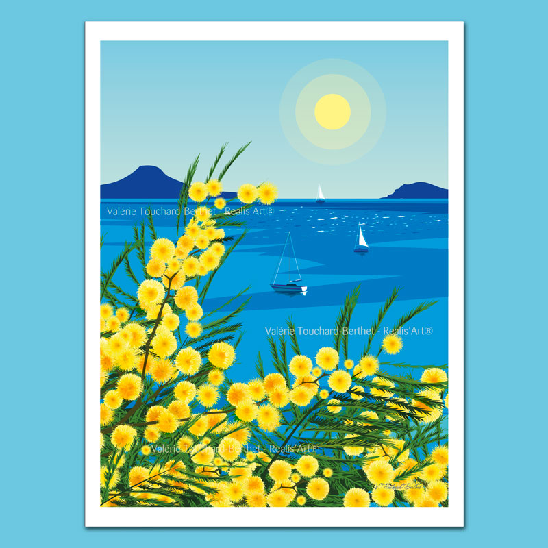 Affiche d'Art Route des Mimosas 30x40cm