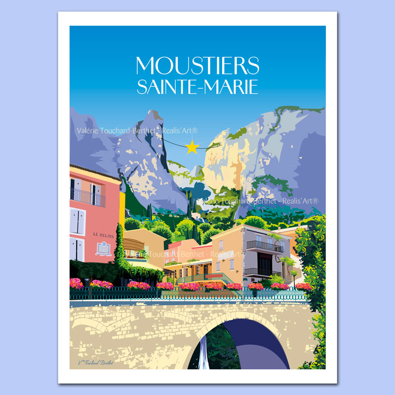 Affiche d'Art Moustiers-Sainte-Marie 30x40cm