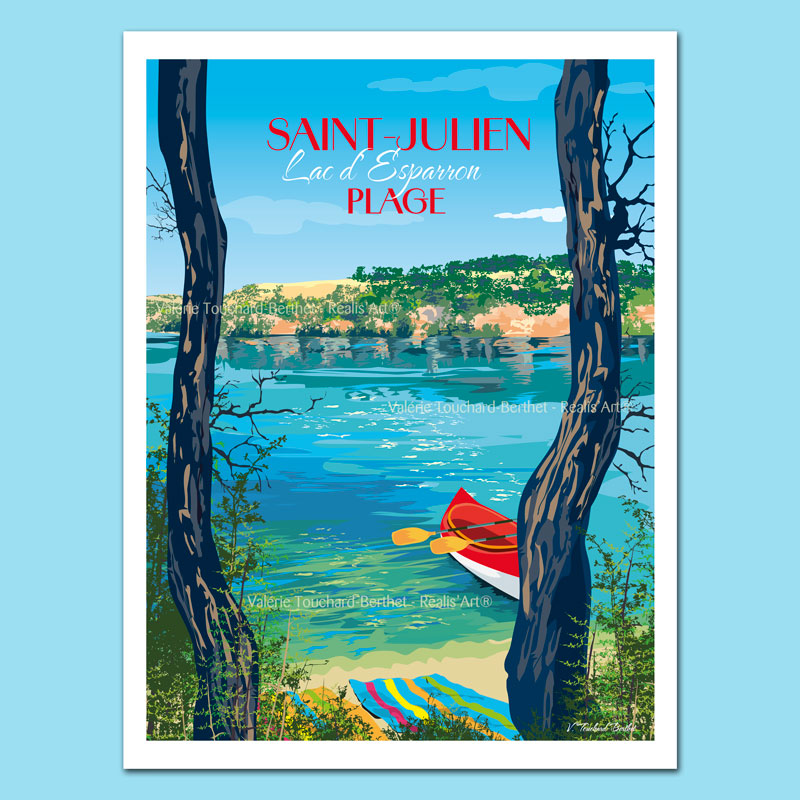 Affiche d'Art Plage de Saint-Julien 30x40cm