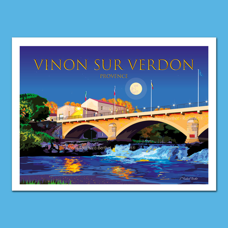 Affiche d'Art Le pont de Vinon sur Verdon 30x40cm