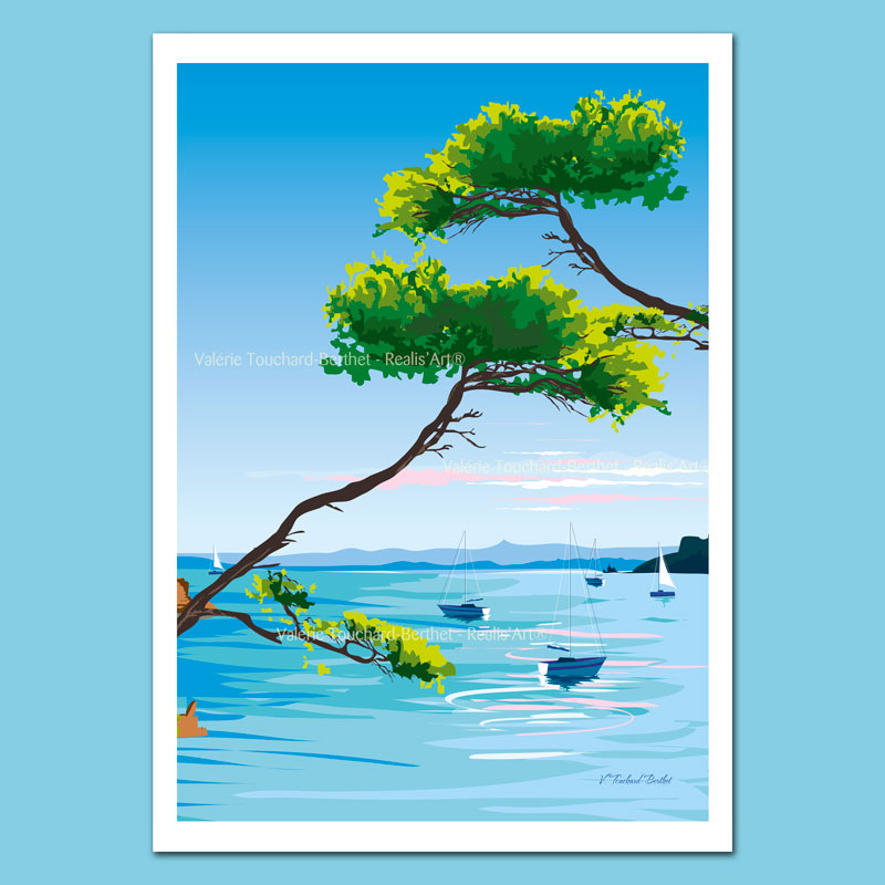 Affiche d'Art Mer et Pins 42x60cm