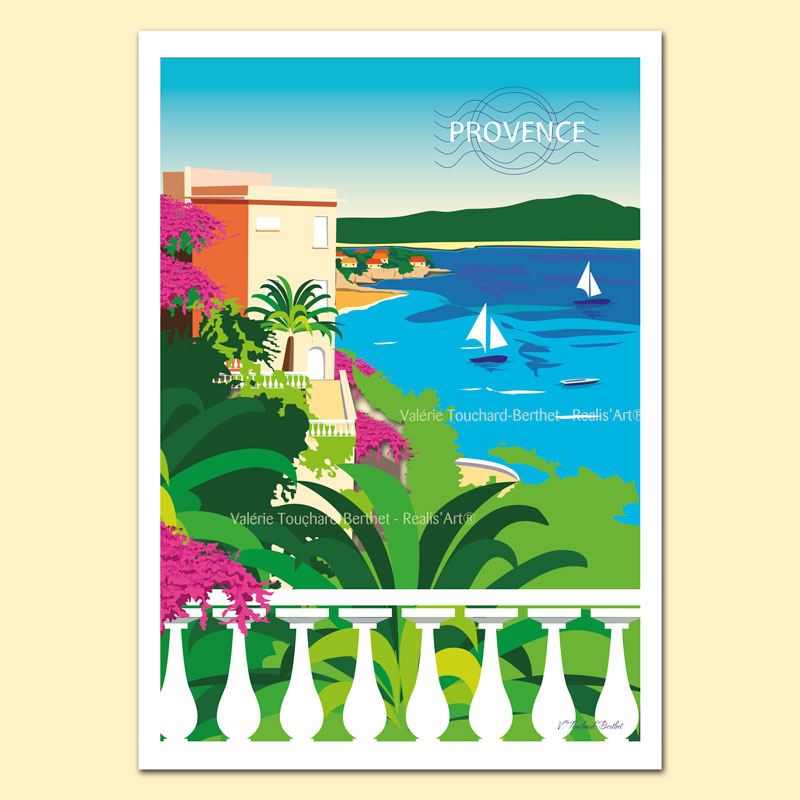Affiche d'Art Villa Côte d'Azur 42x60cm