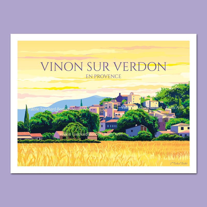 Affiche d'Art Vinon Village 30x40cm