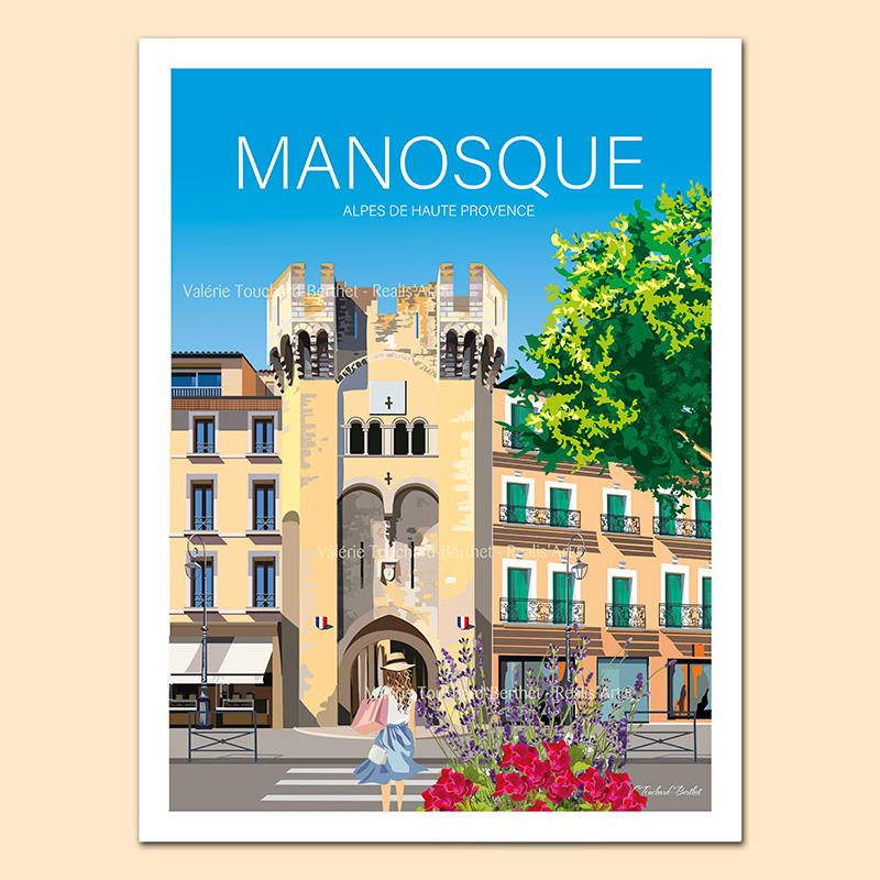 Affiche d'Art Manosque 30x40cm