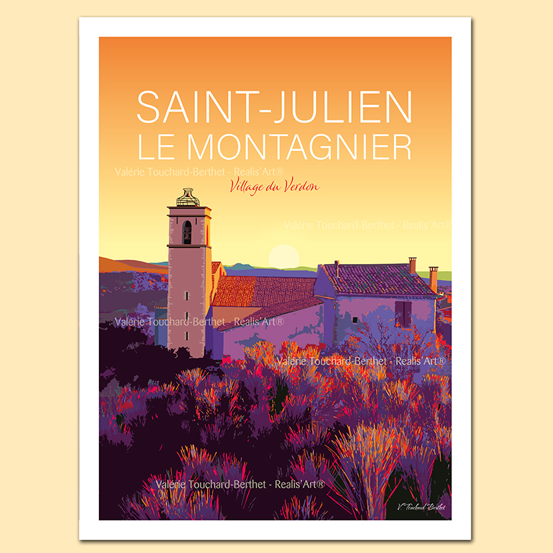 Affiche d'Art Saint-Julien Le Montagnier 30x40cm