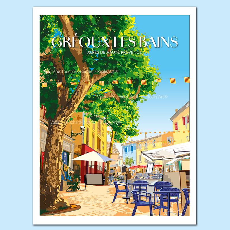 Affiche D'Art Gréoux-les-Bains 30x40cm