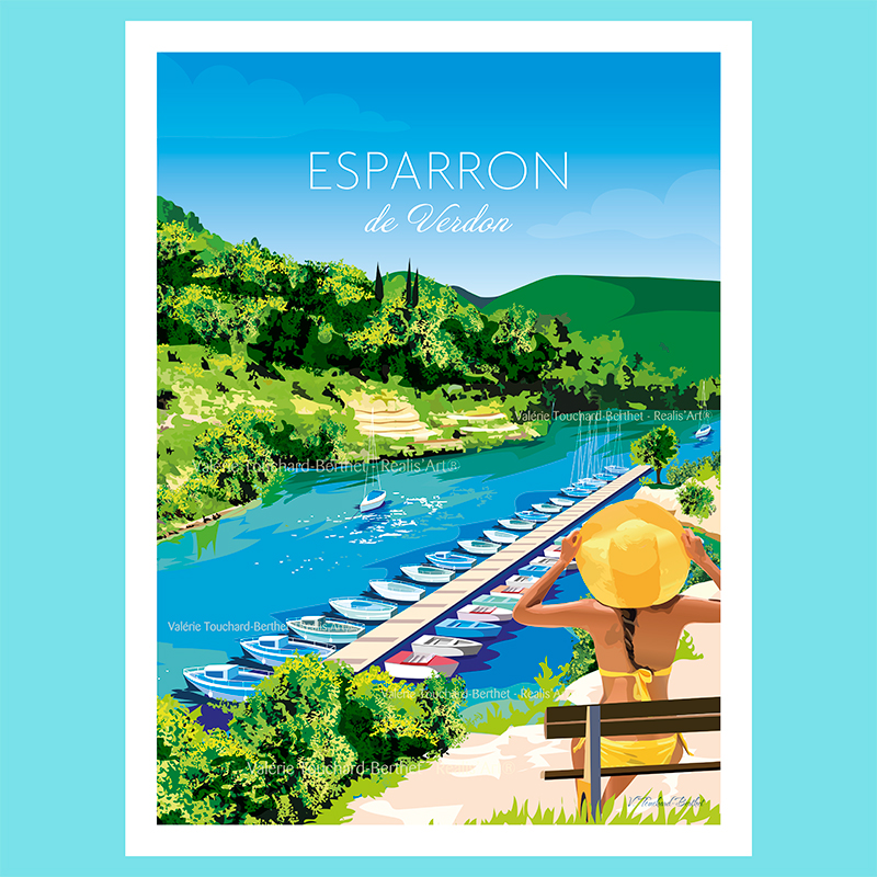 Affiche Esparron de Verdon 30x40cm