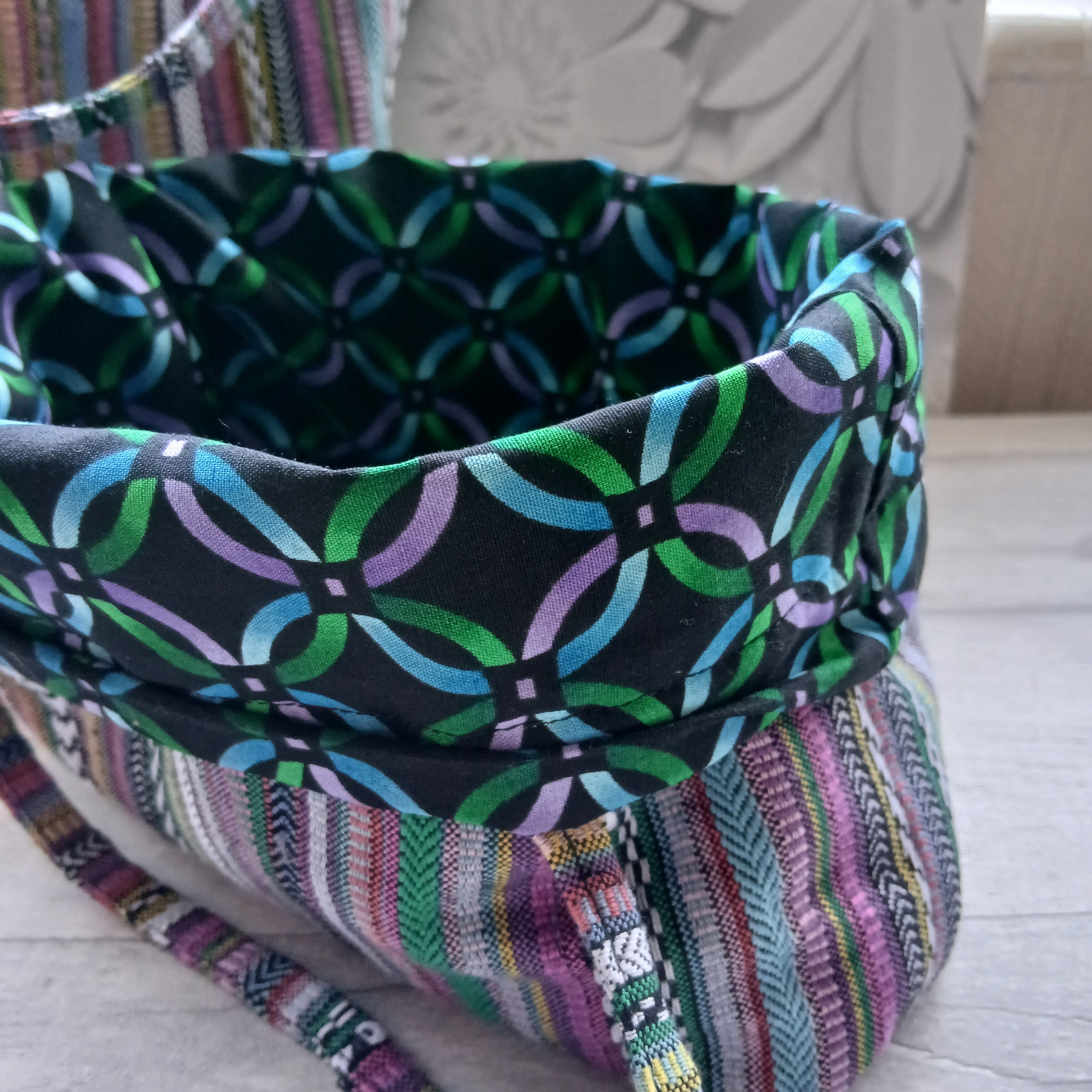 Striped Fabric Tote Bag
