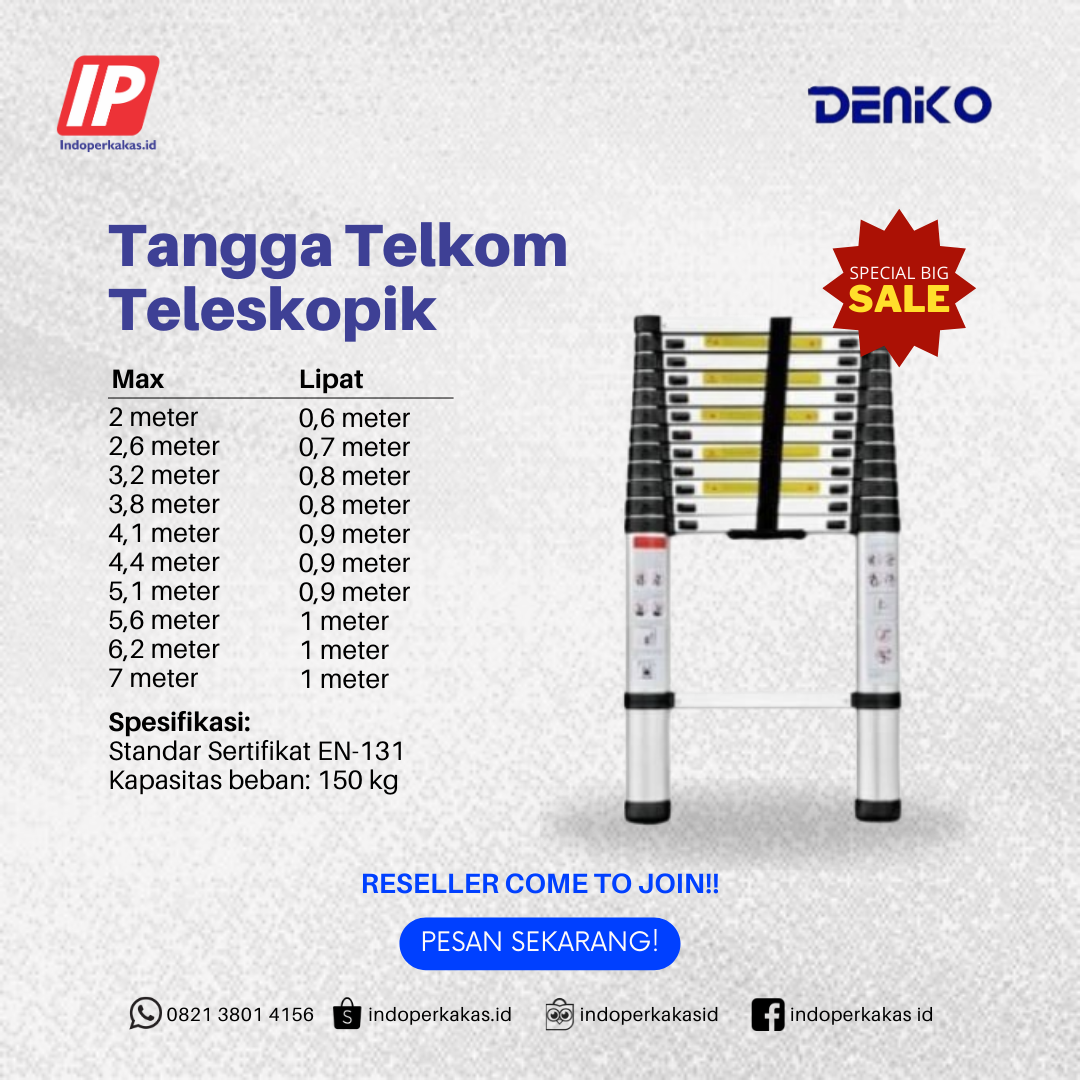 Tangga Denko Teleskopik Single Ladder