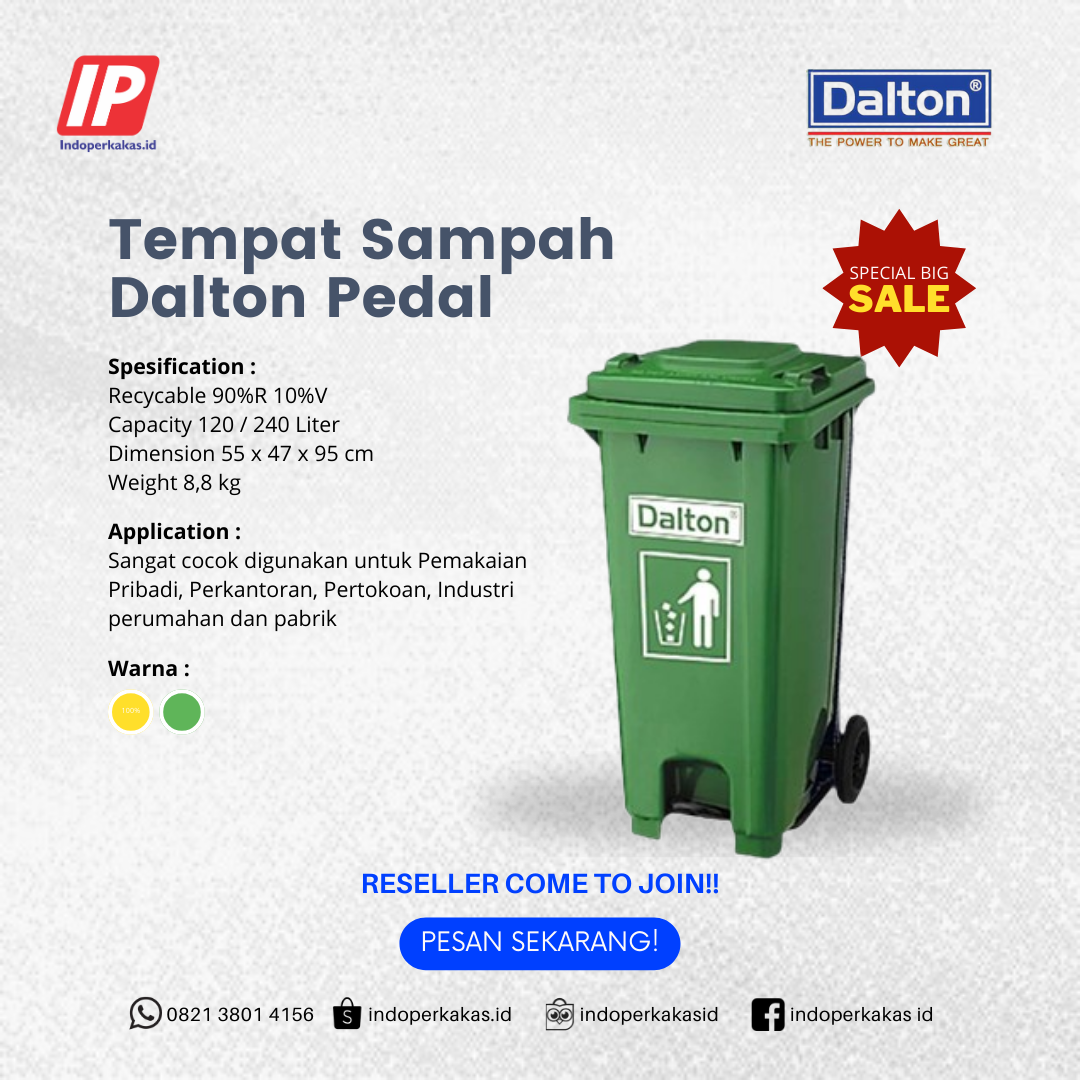 Tempat Sampah Dalton 100/120/240 Liter Roda dan Pedal