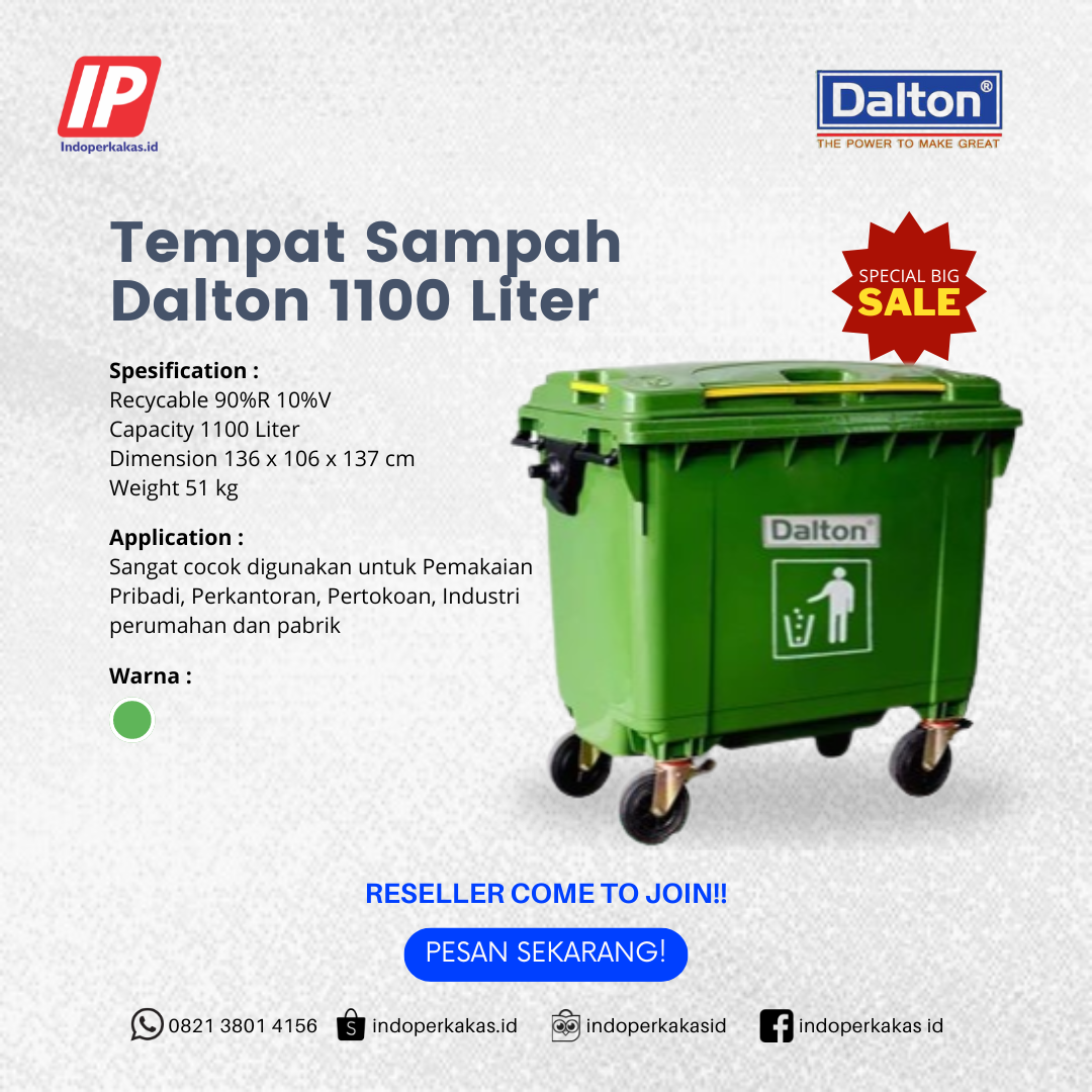 Tempat Sampah Dalton 1100 Liter Roda